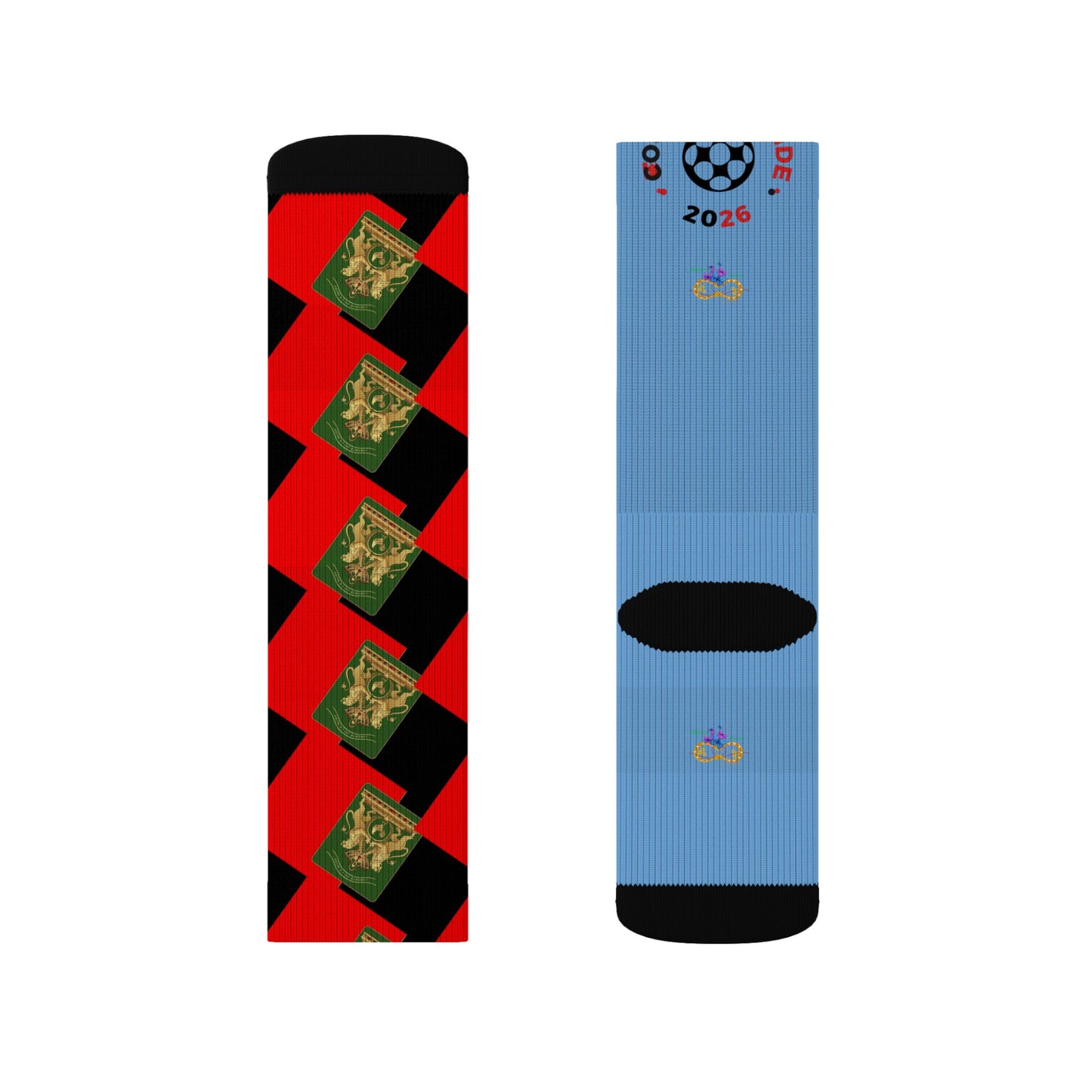 Haiti Freedom Crest Socks - Red Black - Liberté ou La Mort Edition