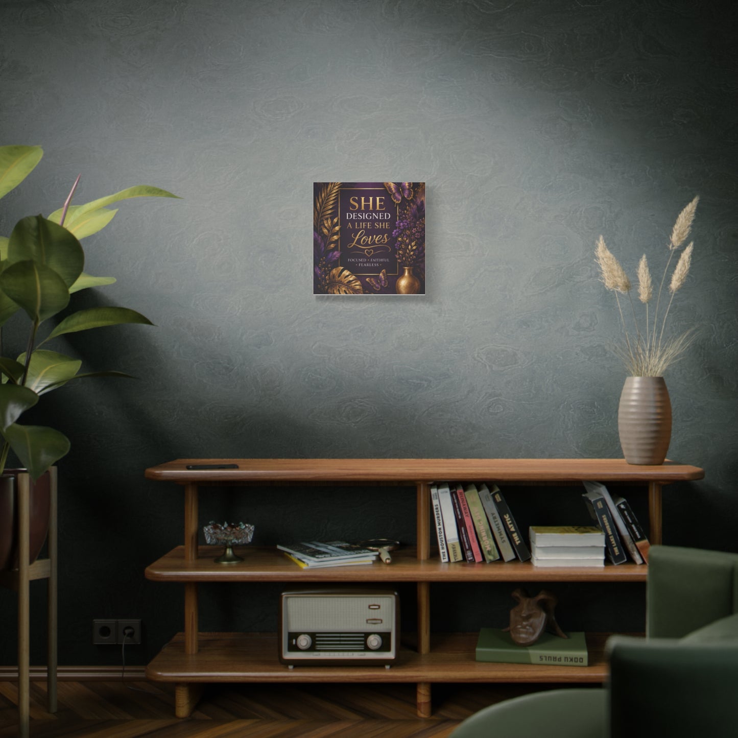 UCL She Designed a Life She Loves canvas | Motivational Wall Art, Purple Gold Butterfly