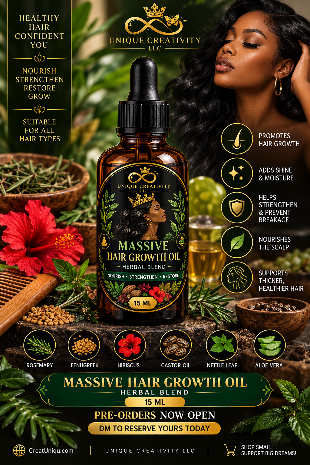 Massive Hair Growth Oil — Herbal Blend | 1 oz