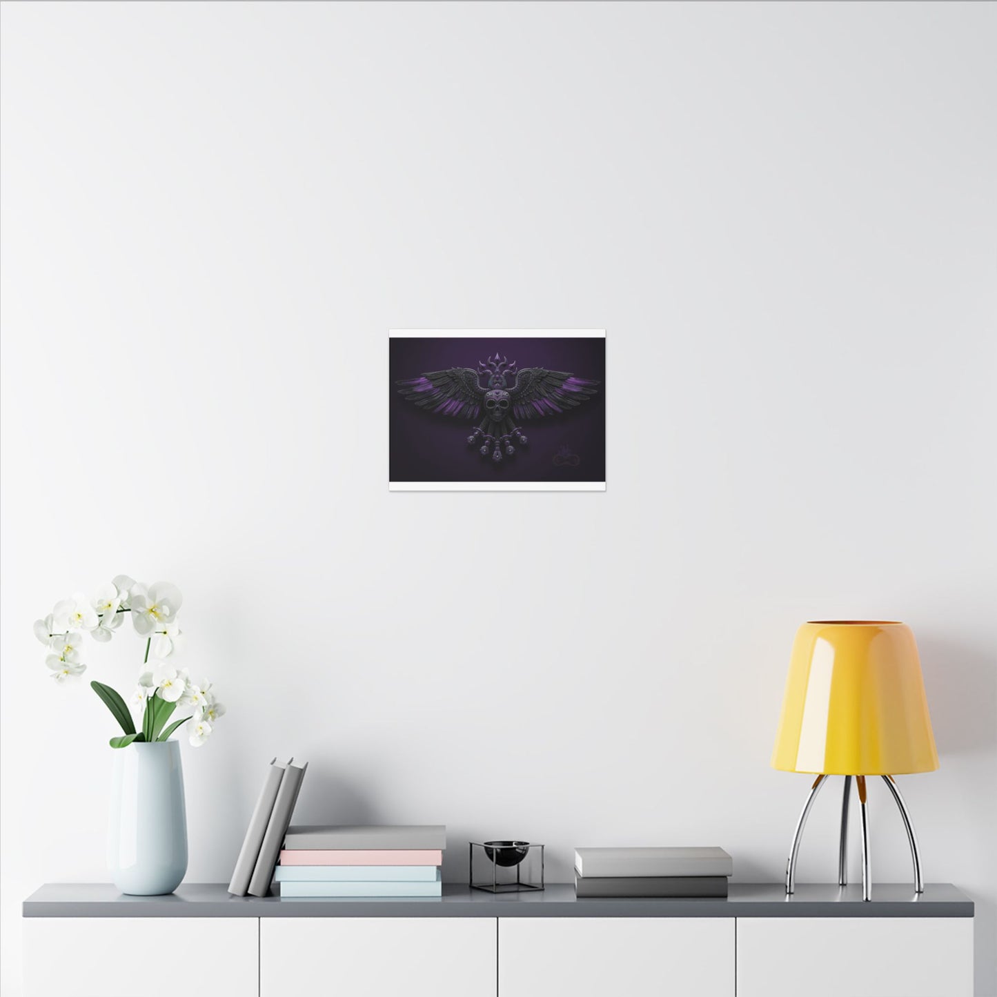 Mystical Purple Skull Wings Wall Art | Dark Fantasy Canvas | Gothic Spiritual Artwork