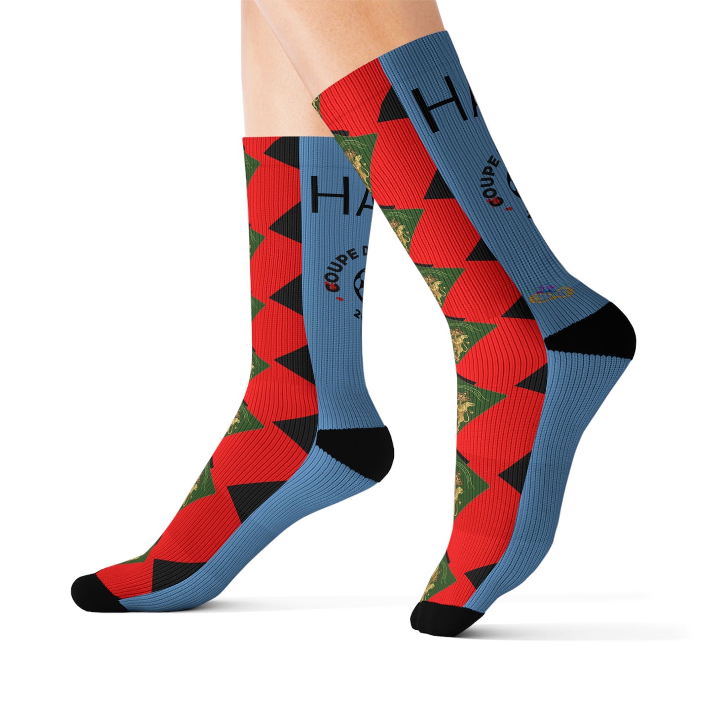 Haiti Freedom Crest Socks - Red Black - Liberté ou La Mort Edition