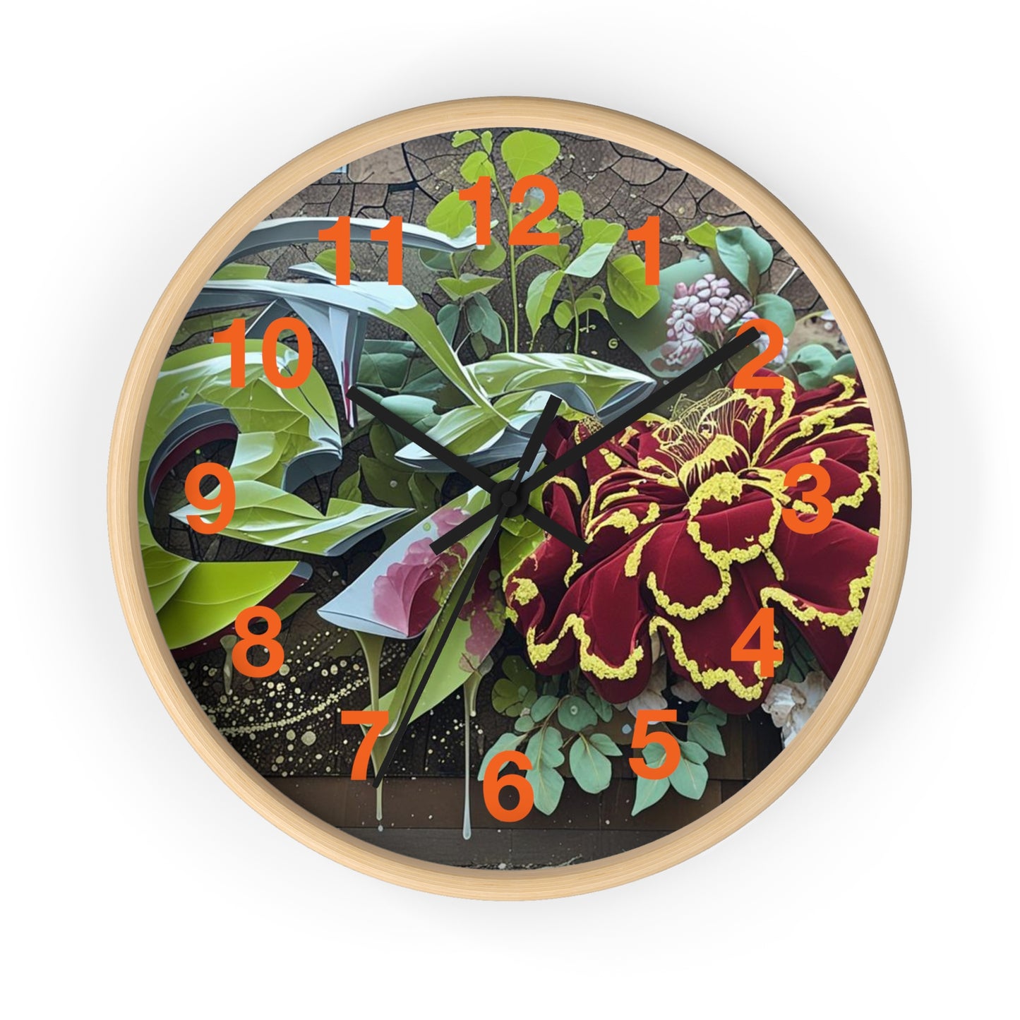 Floral Wall Clock, Handmade Home Decor, Nature Inspired, Gift for Garden Lovers, Unique Timepiece, Living Room Decor