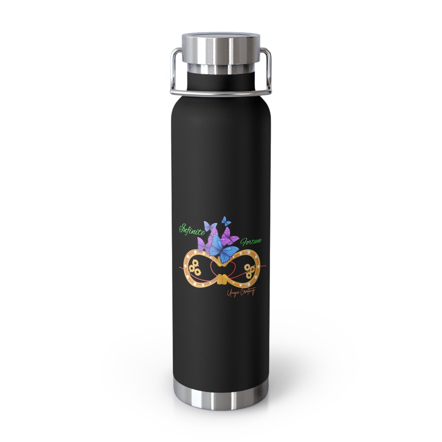 Infinite Fortune™ Stainless Steel Water Bottle Butterfly & Infinity Logo Leak-Proof, Eco-Friendly, 20oz Hydration Bottle