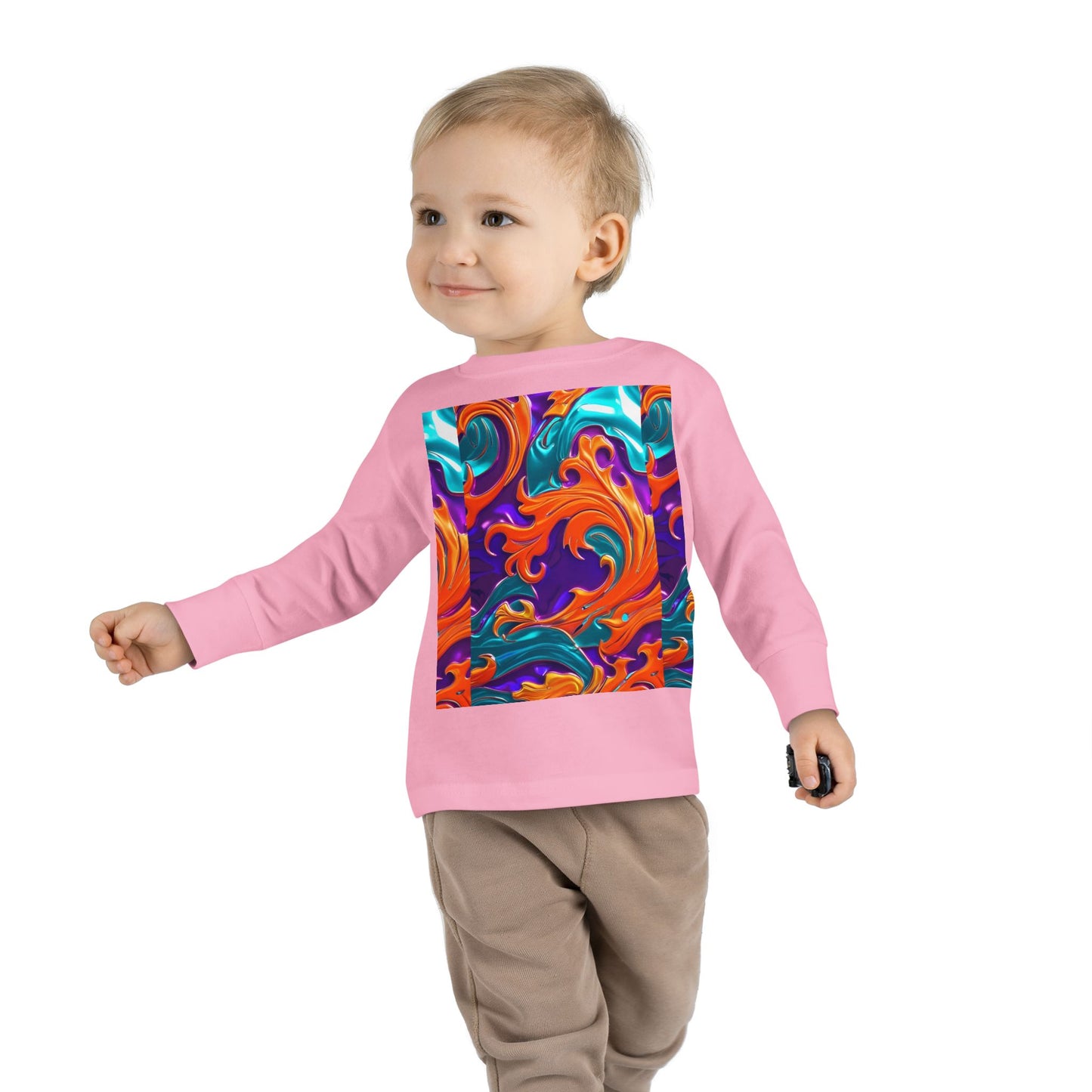 Vibrant Toddler Orange Royal Swirl  Kids Long Sleeve Tee