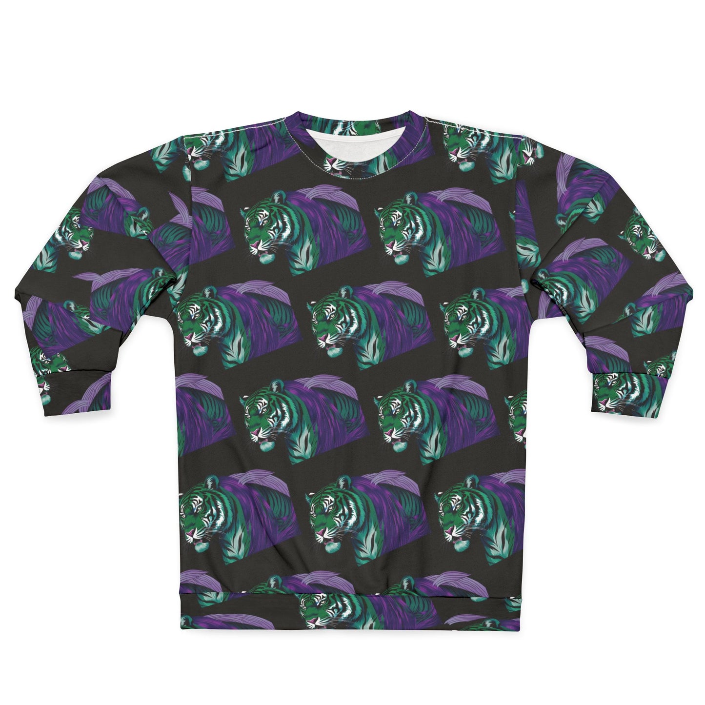 Green Purple Bat Cat Sweatshirt | Totems Collection All-Over Print