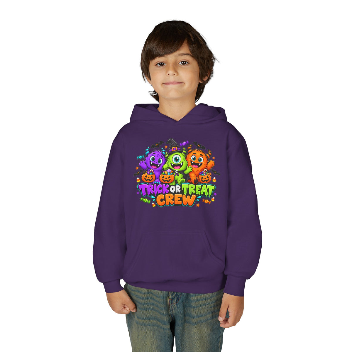 Trick or Treat Crew Halloween Youth Hoodie