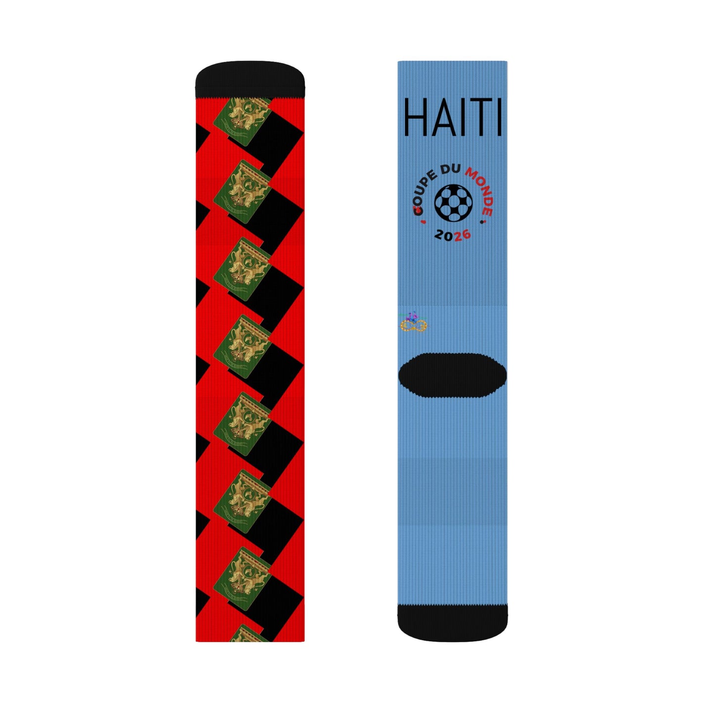 Haiti Freedom Crest Socks - Red Black - Liberté ou La Mort Edition