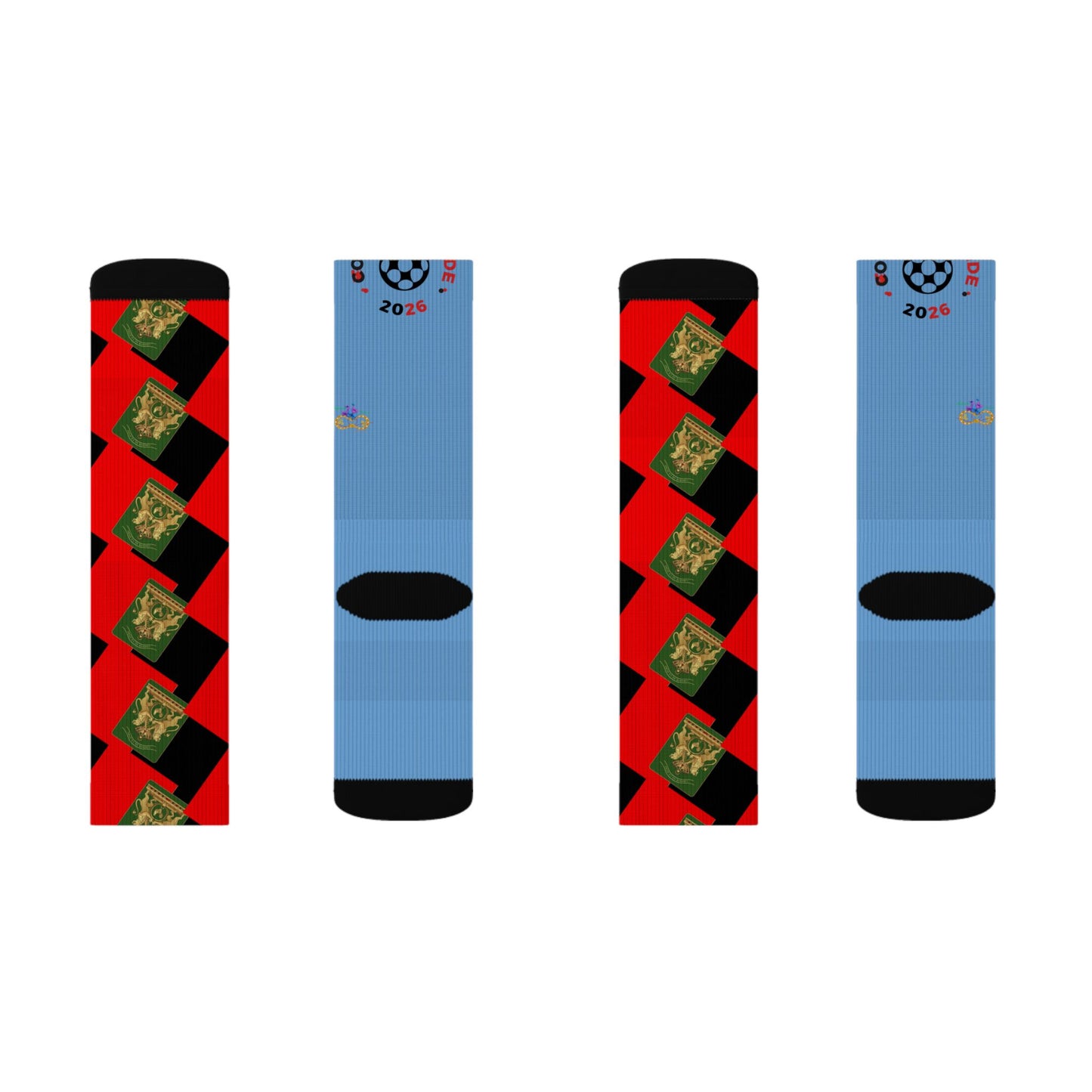 Haiti Freedom Crest Socks - Red Black - Liberté ou La Mort Edition