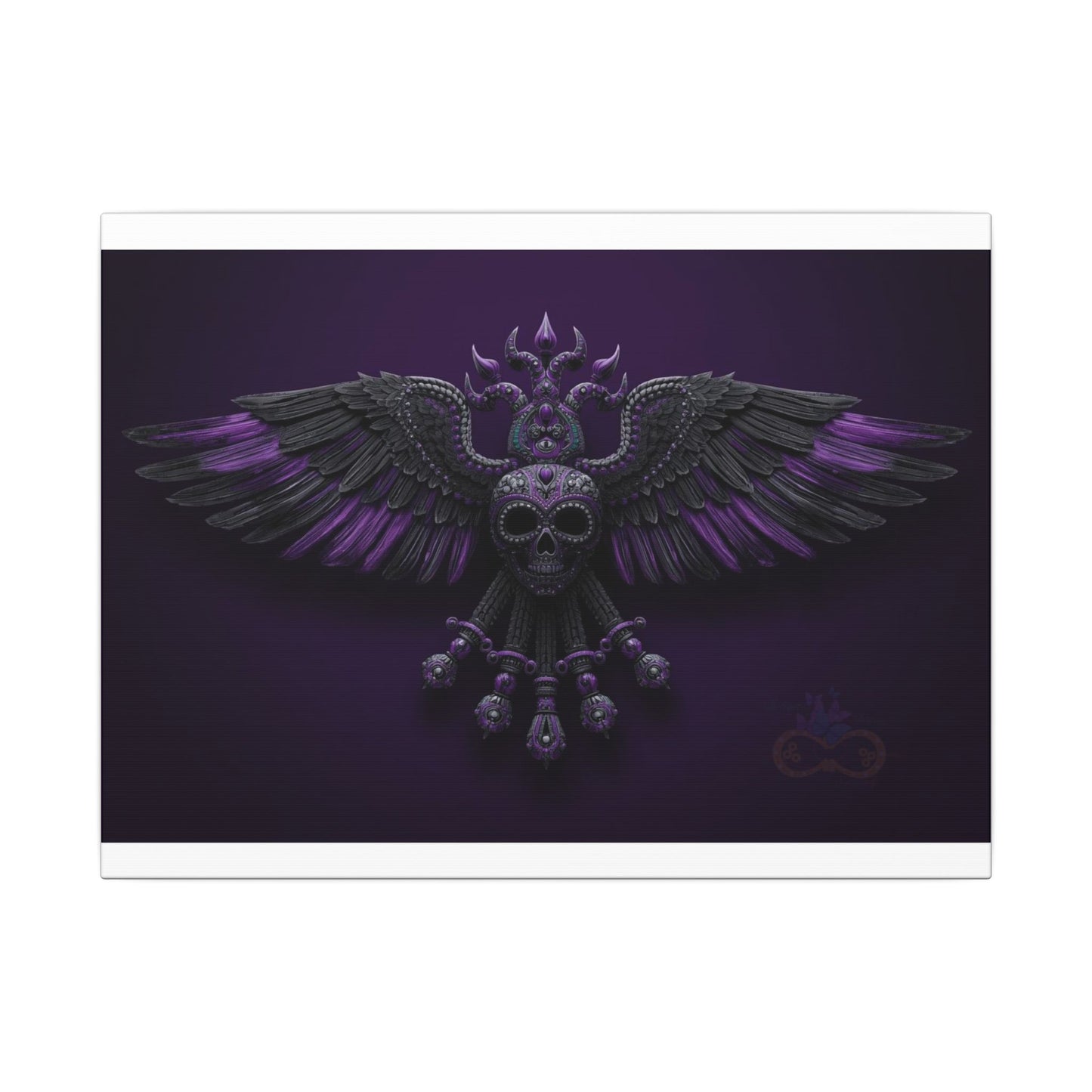 Mystical Purple Skull Wings Wall Art | Dark Fantasy Canvas | Gothic Spiritual Artwork