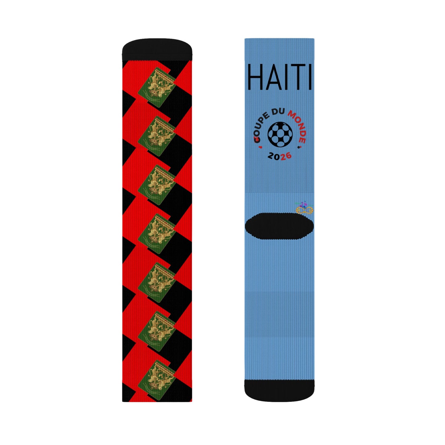 Haiti Freedom Crest Socks - Red Black - Liberté ou La Mort Edition