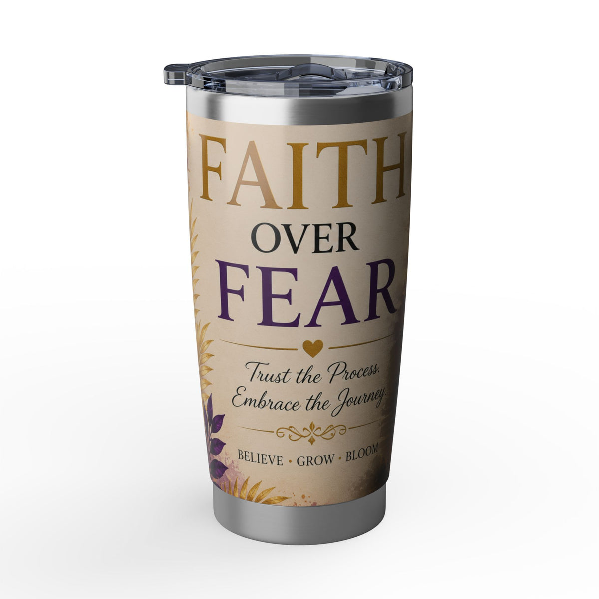 Faith Over Fear Tumbler | Butterfly Sunset Travel Mug