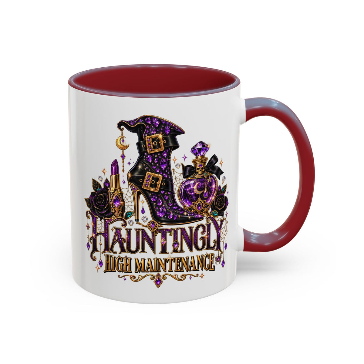 Hauntingly High Maintenance Halloween Mug – 11 oz Color Accent Coffee Cup