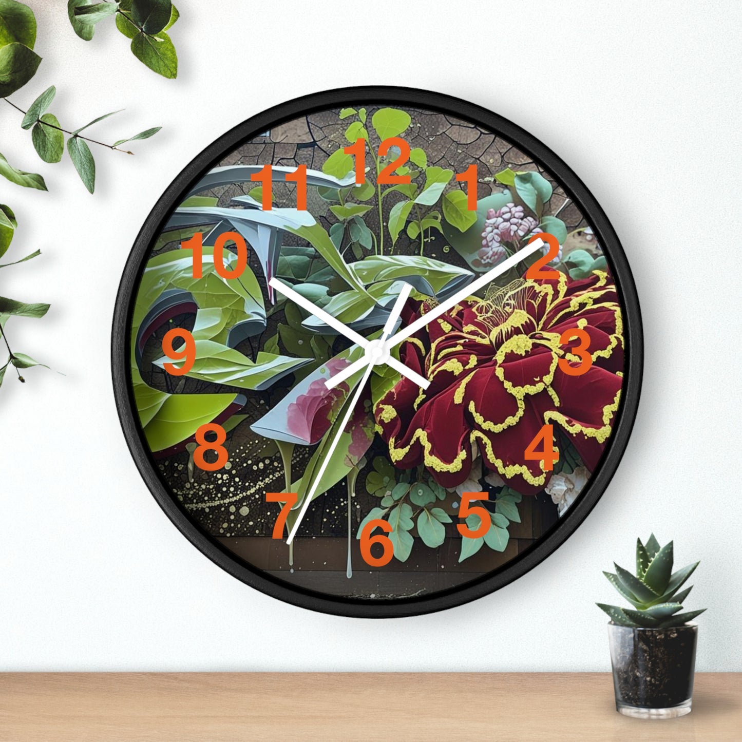 Floral Wall Clock, Handmade Home Decor, Nature Inspired, Gift for Garden Lovers, Unique Timepiece, Living Room Decor