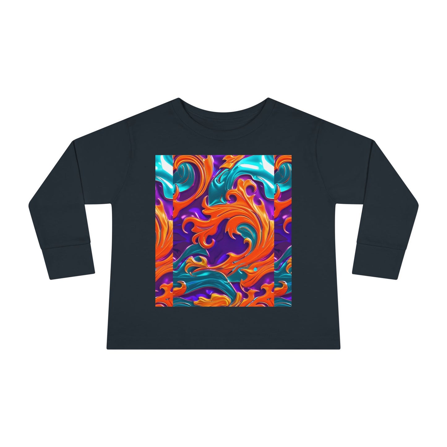 Vibrant Toddler Orange Royal Swirl  Kids Long Sleeve Tee