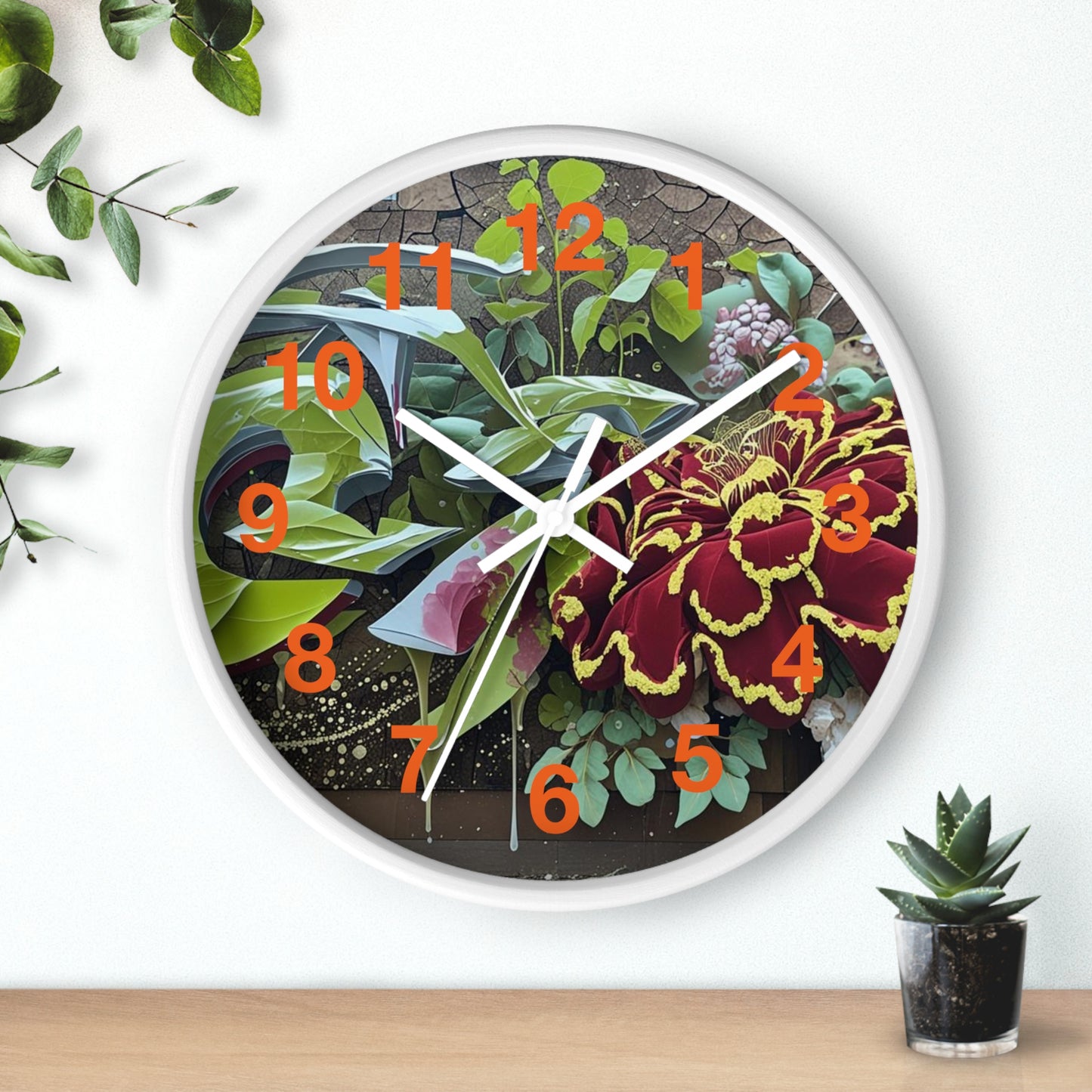 Floral Wall Clock, Handmade Home Decor, Nature Inspired, Gift for Garden Lovers, Unique Timepiece, Living Room Decor