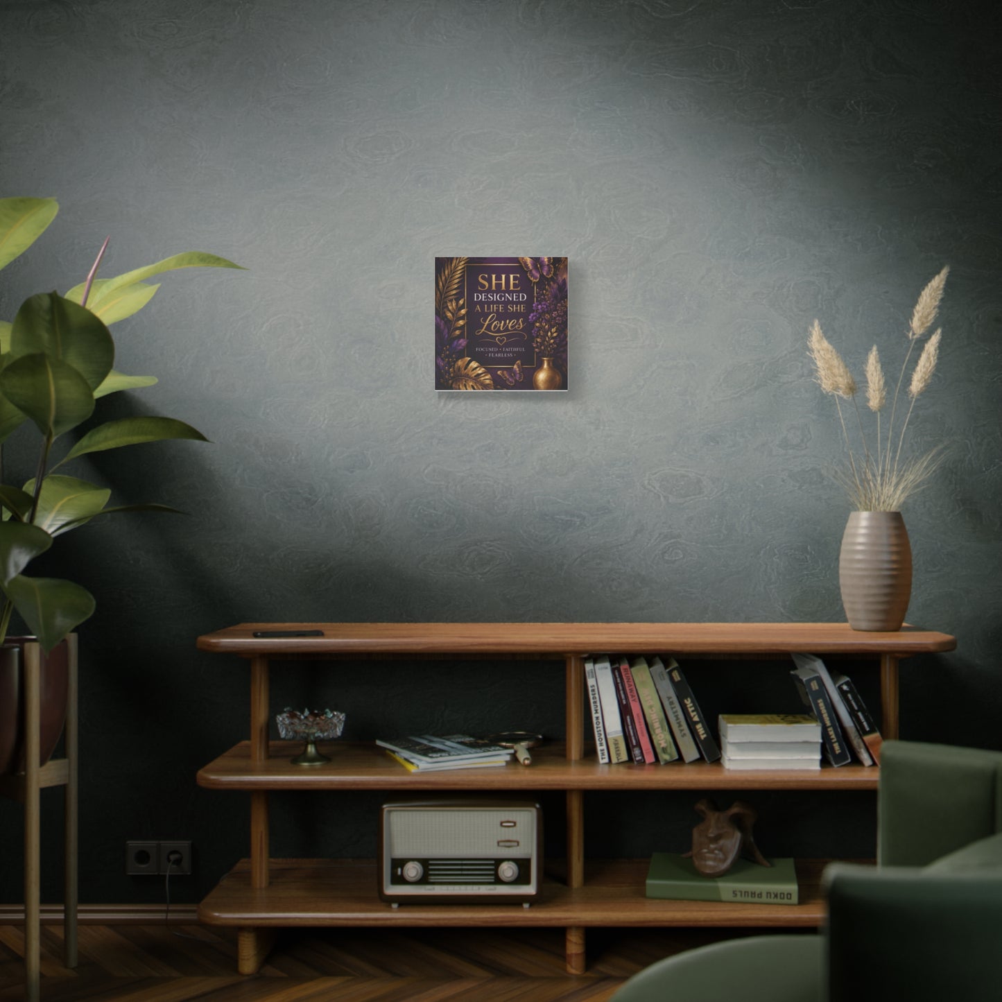 UCL She Designed a Life She Loves canvas | Motivational Wall Art, Purple Gold Butterfly