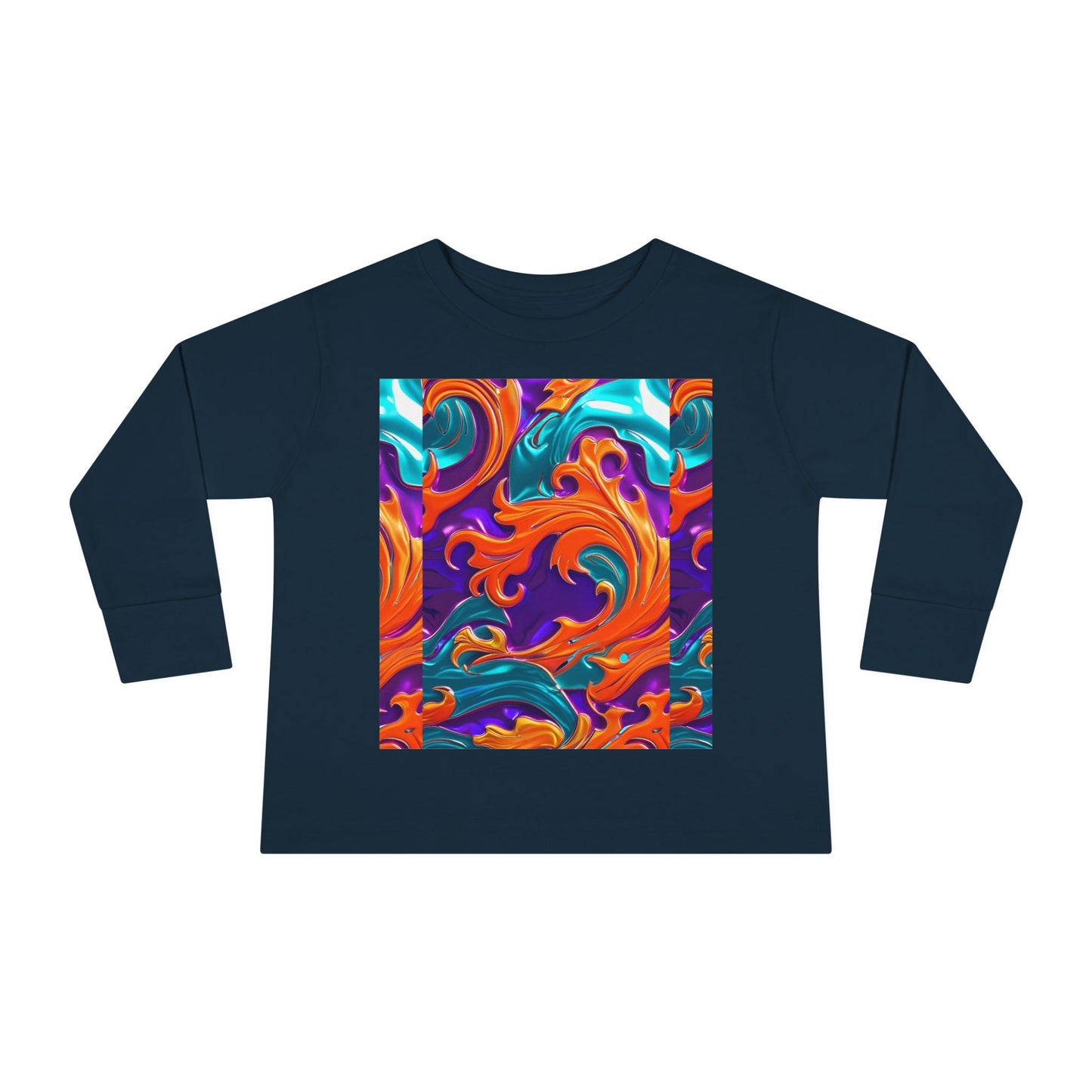 Vibrant Toddler Orange Royal Swirl  Kids Long Sleeve Tee