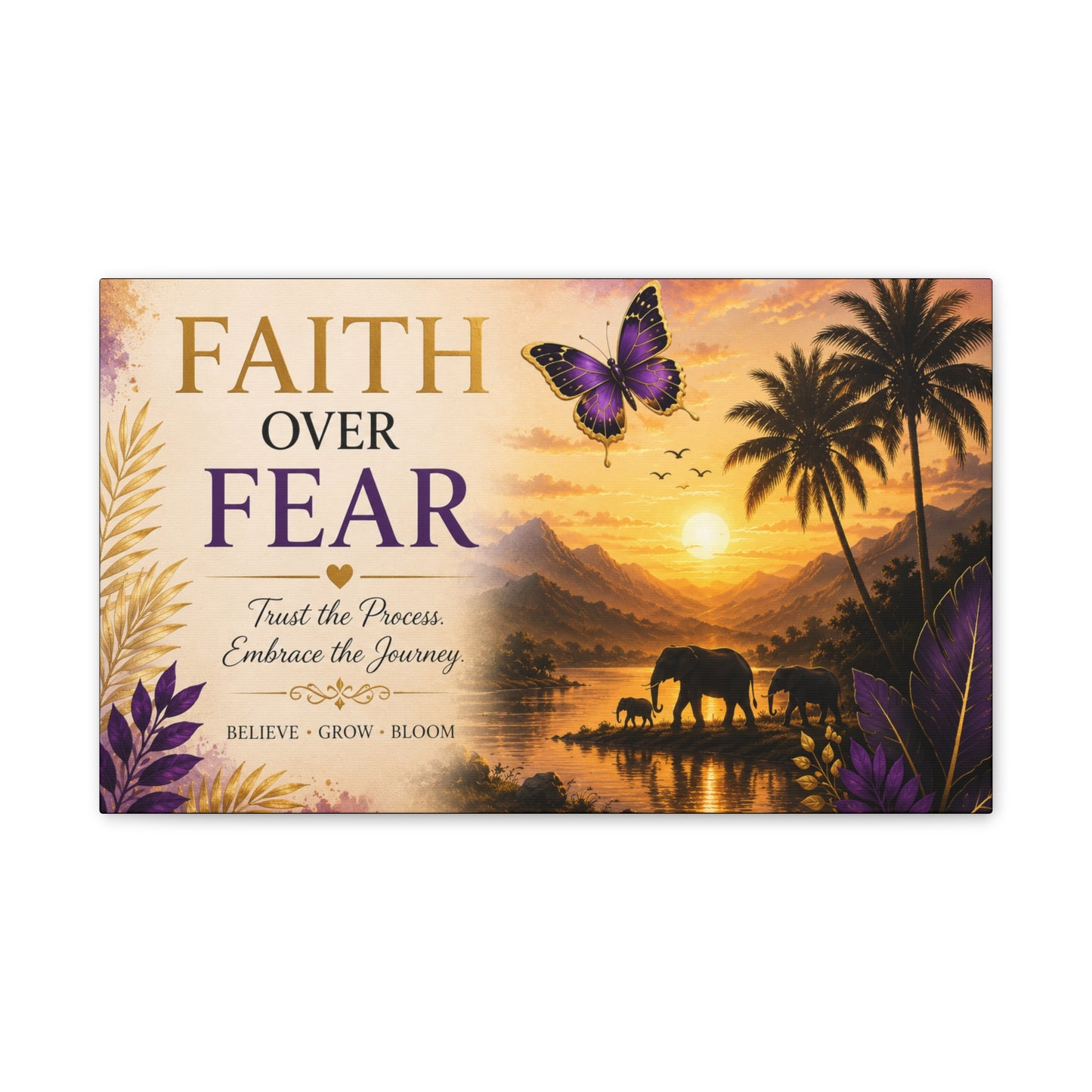 Faith Over Fear wall art Canvas Stretched | By Unique creativity LLC