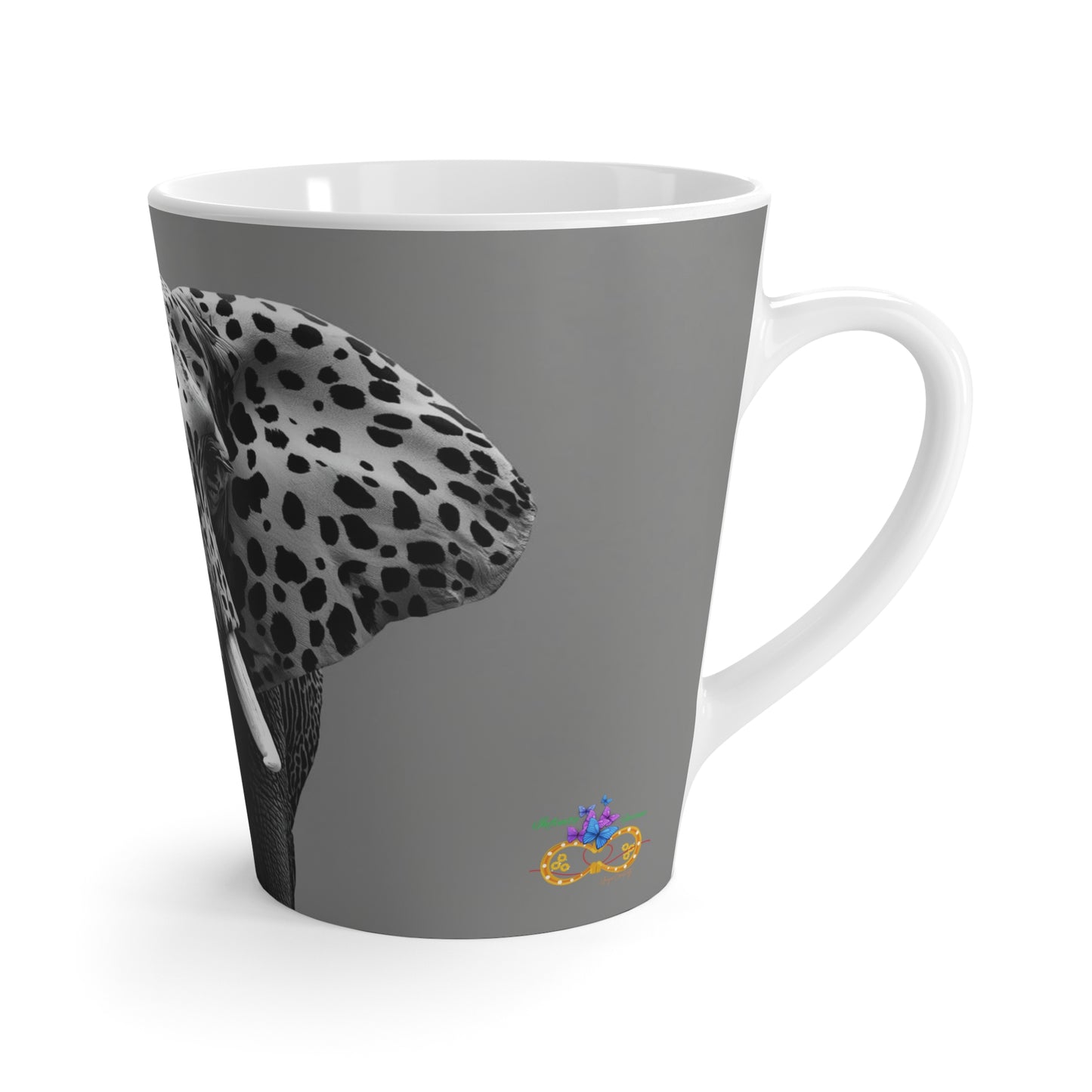 Monochrome Majesty – Spotted Elephant Ceramic Cup | Royal Totems Collection
