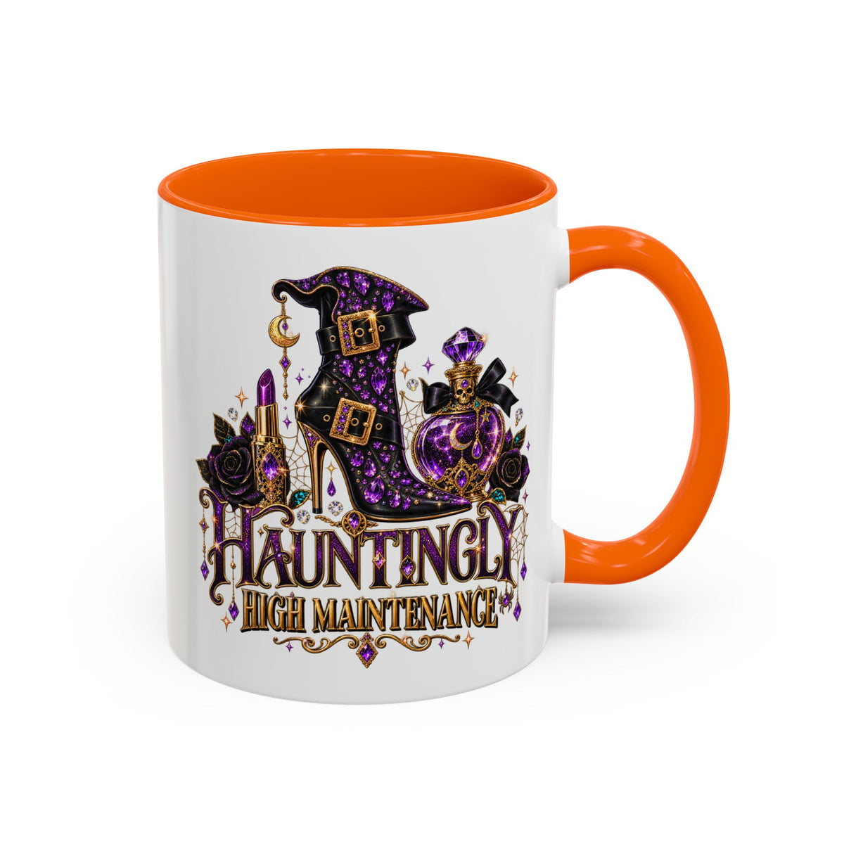 Hauntingly High Maintenance Halloween Mug – 11 oz Color Accent Coffee Cup