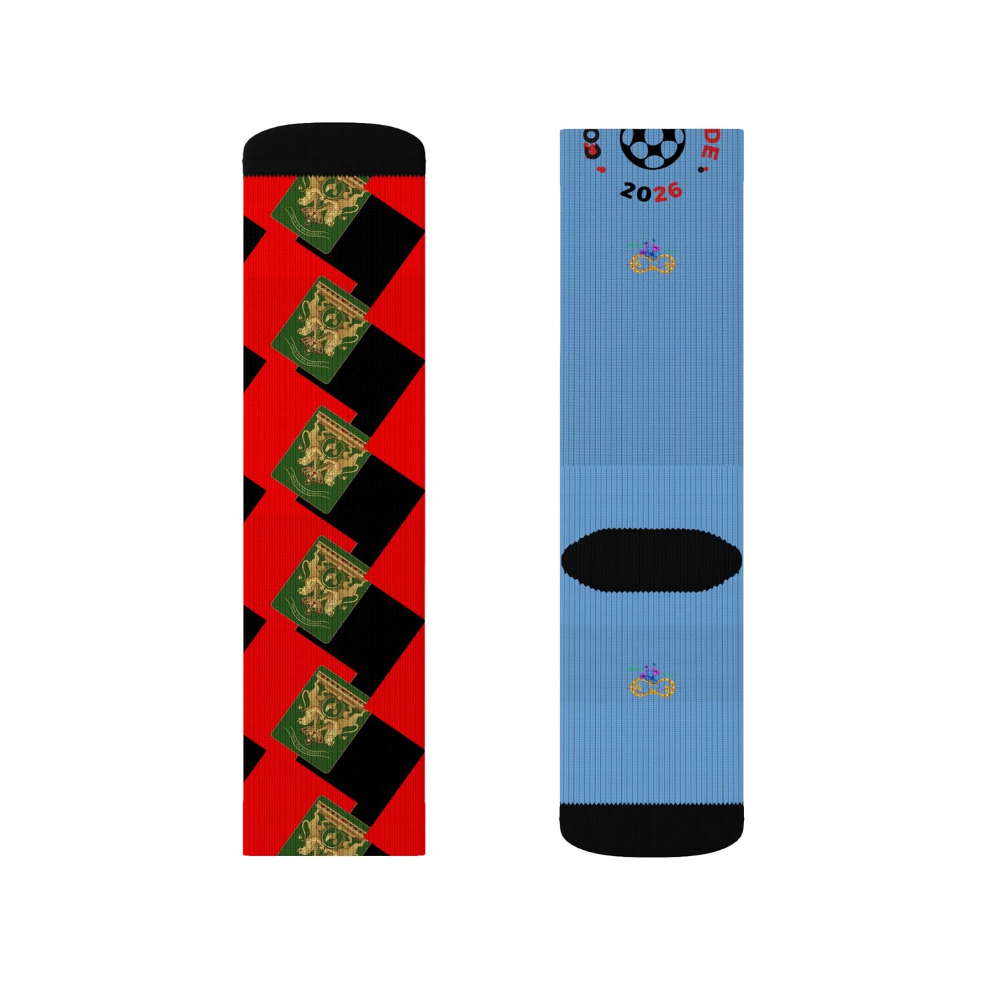Haiti Freedom Crest Socks - Red Black - Liberté ou La Mort Edition