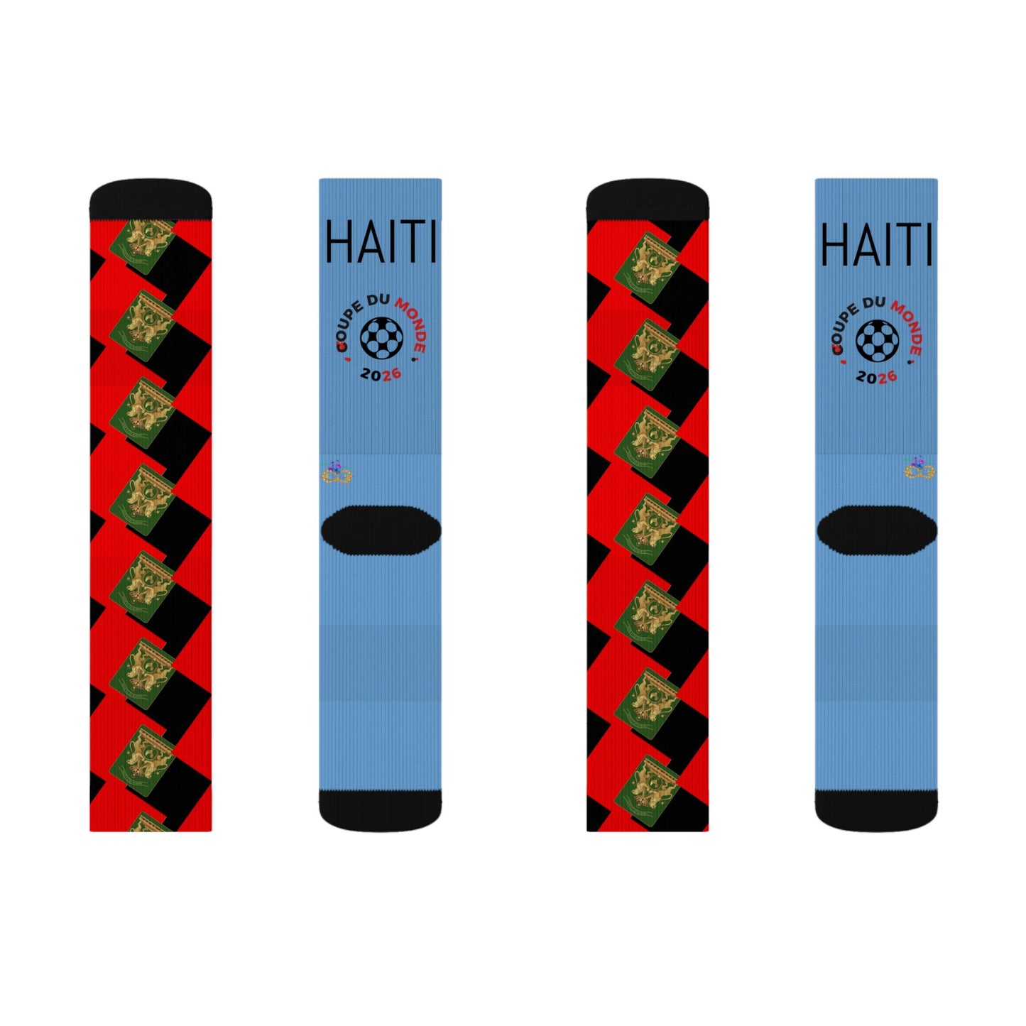 Haiti Freedom Crest Socks - Red Black - Liberté ou La Mort Edition