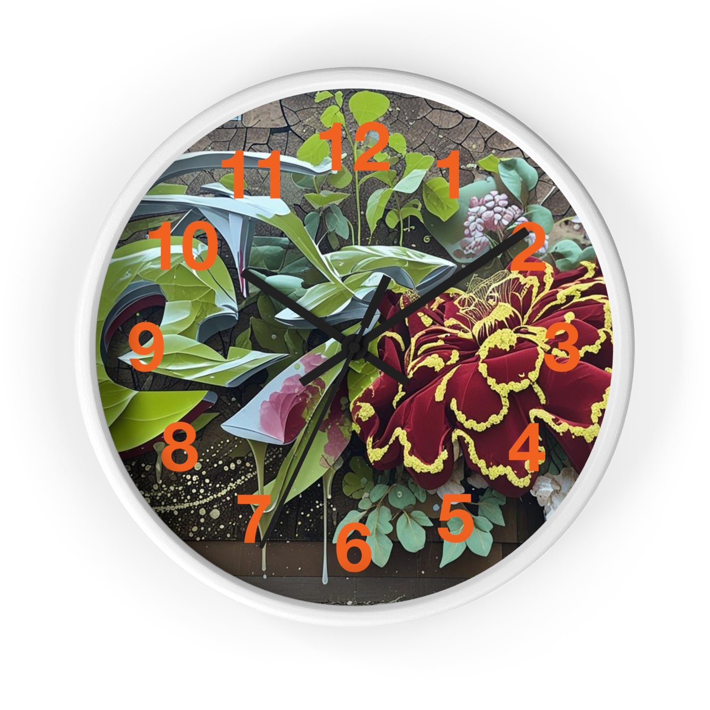Floral Wall Clock, Handmade Home Decor, Nature Inspired, Gift for Garden Lovers, Unique Timepiece, Living Room Decor