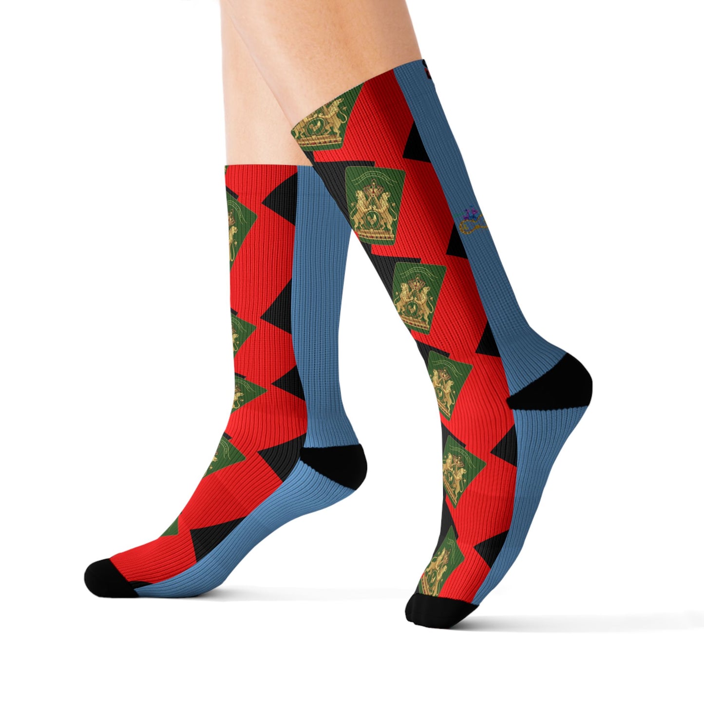 Haiti Freedom Crest Socks - Red Black - Liberté ou La Mort Edition