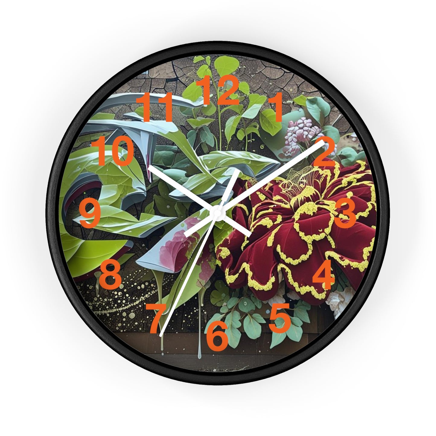 Floral Wall Clock, Handmade Home Decor, Nature Inspired, Gift for Garden Lovers, Unique Timepiece, Living Room Decor