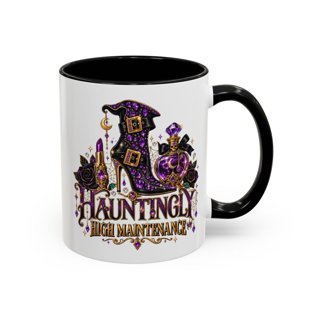 Hauntingly High Maintenance Halloween Mug – 11 oz Color Accent Coffee Cup
