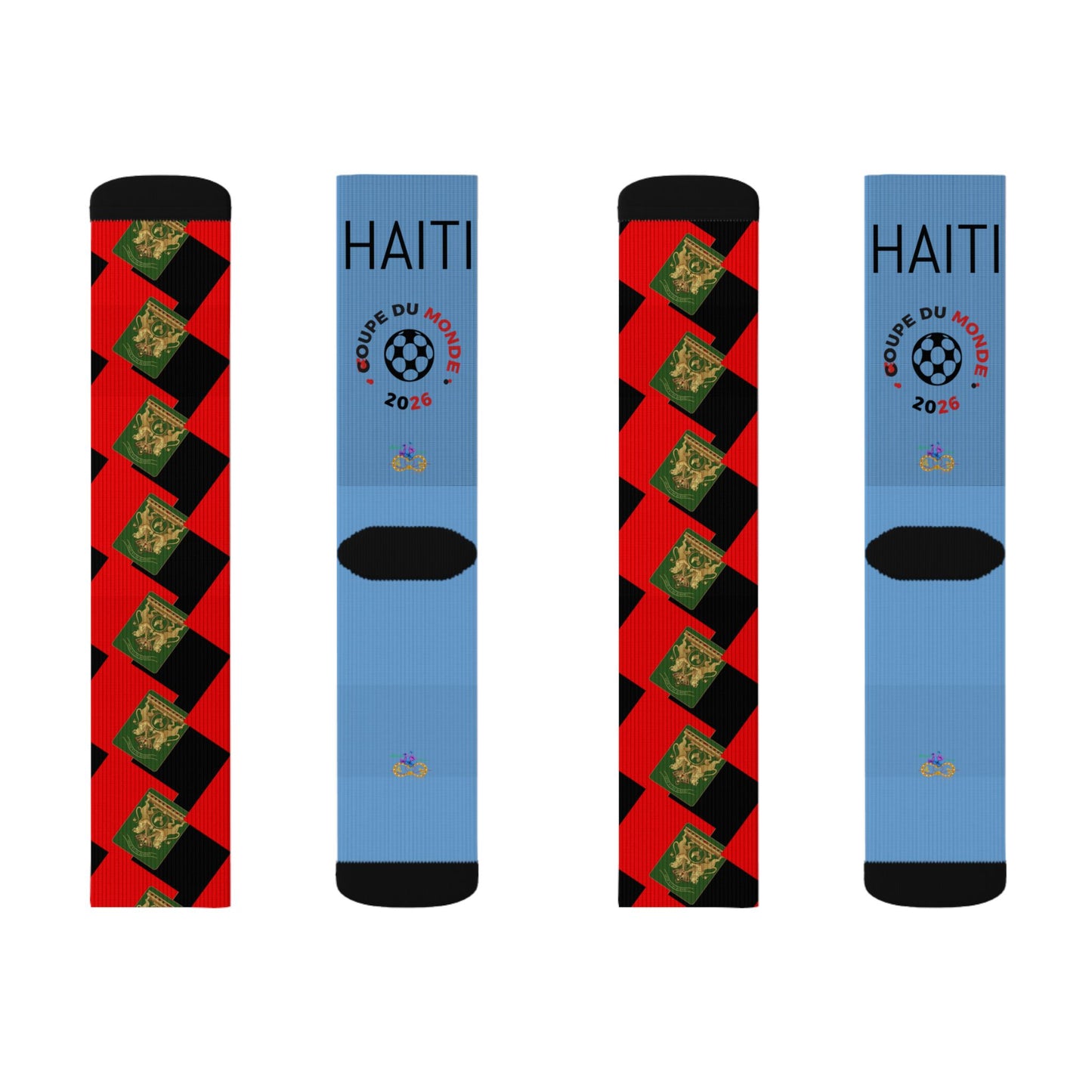 Haiti Freedom Crest Socks - Red Black - Liberté ou La Mort Edition