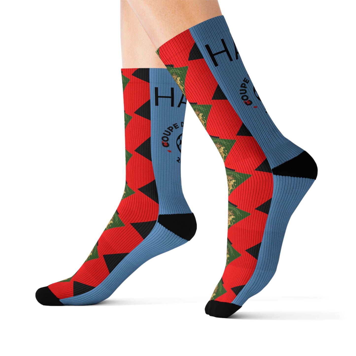 Haiti Freedom Crest Socks - Red Black - Liberté ou La Mort Edition