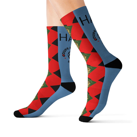Haiti Freedom Crest Socks - Red Black - Liberté ou La Mort Edition