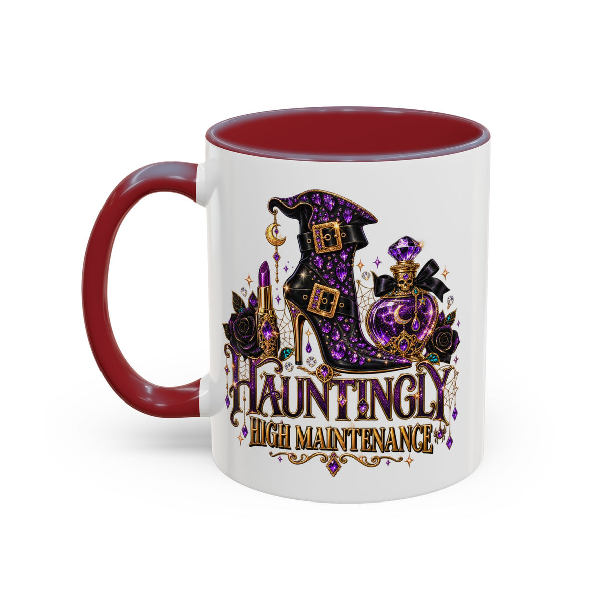 Hauntingly High Maintenance Halloween Mug – 11 oz Color Accent Coffee Cup