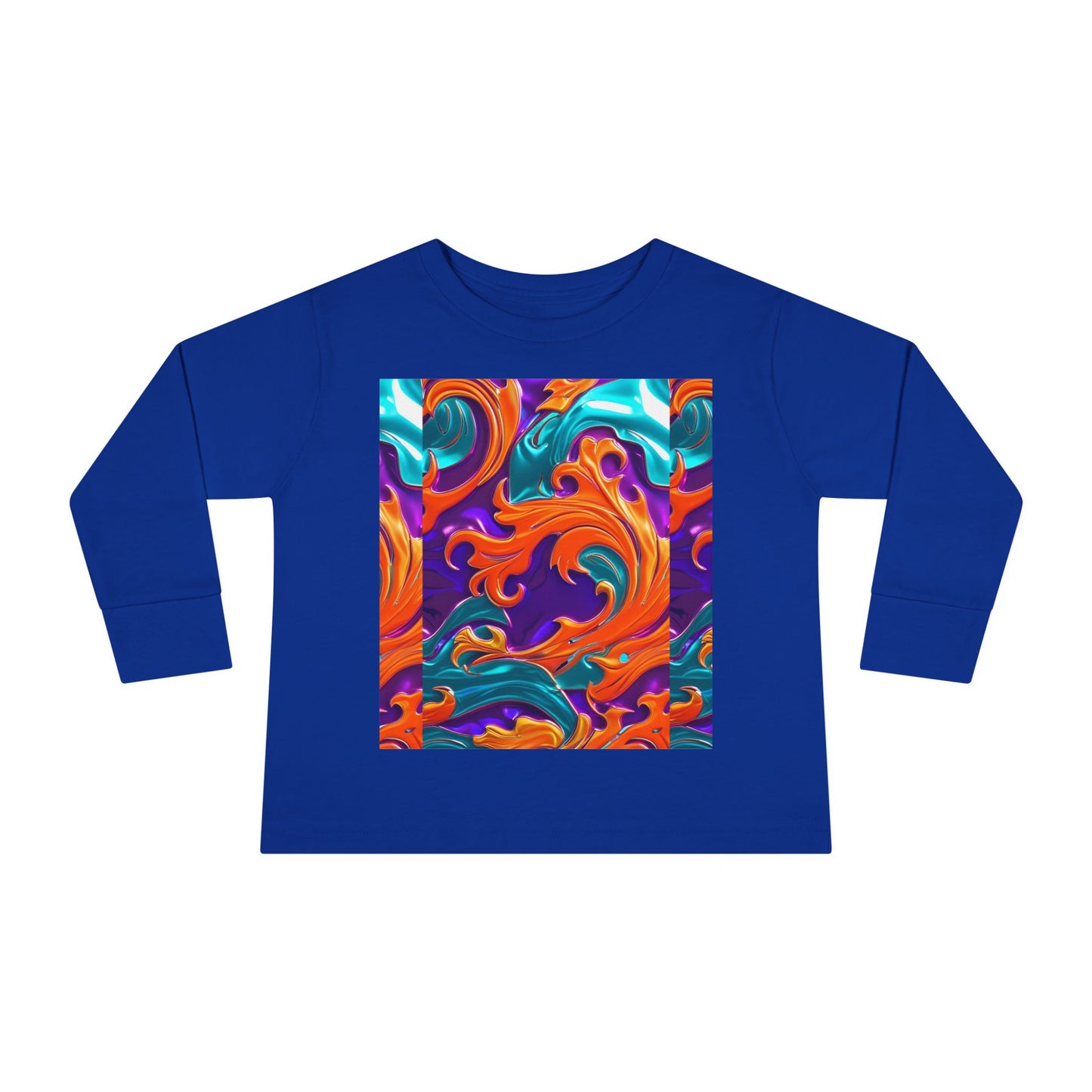 Vibrant Toddler Orange Royal Swirl  Kids Long Sleeve Tee