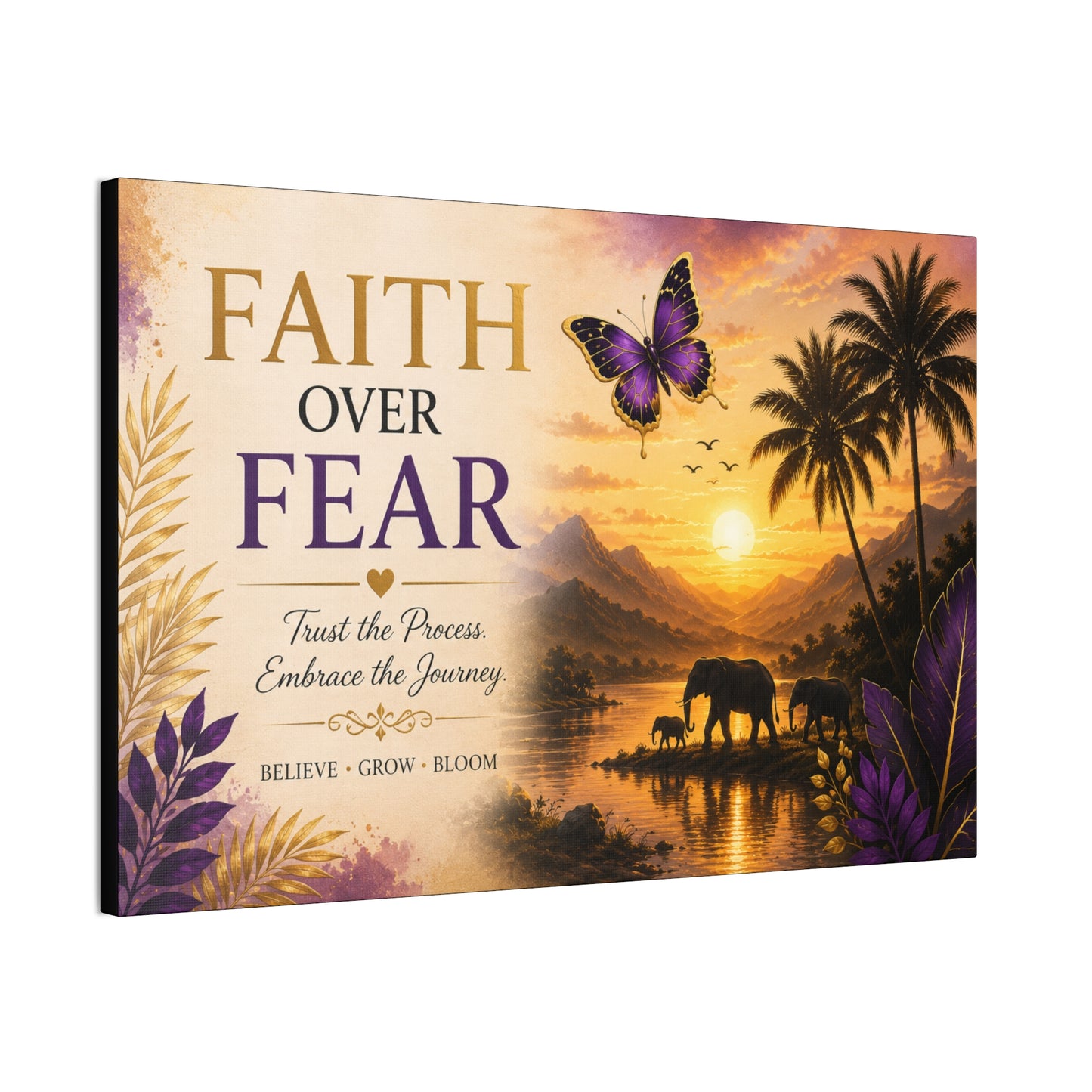 Faith Over Fear wall art Canvas Stretched | By Unique creativity LLC