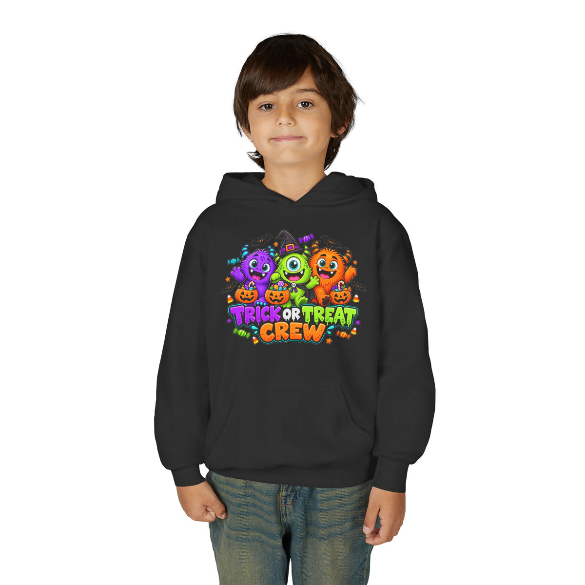 Trick or Treat Crew Halloween Youth Hoodie