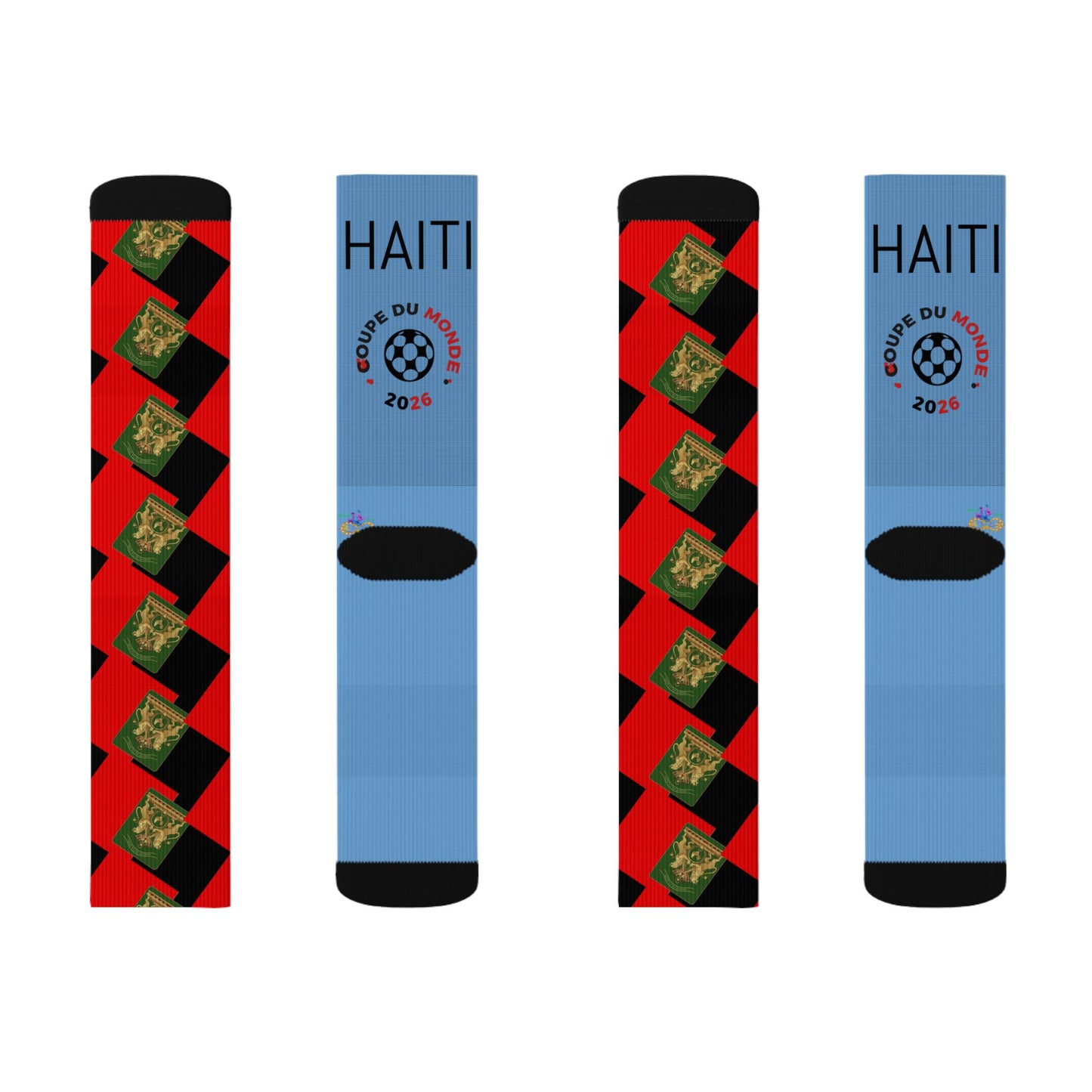 Haiti Freedom Crest Socks - Red Black - Liberté ou La Mort Edition