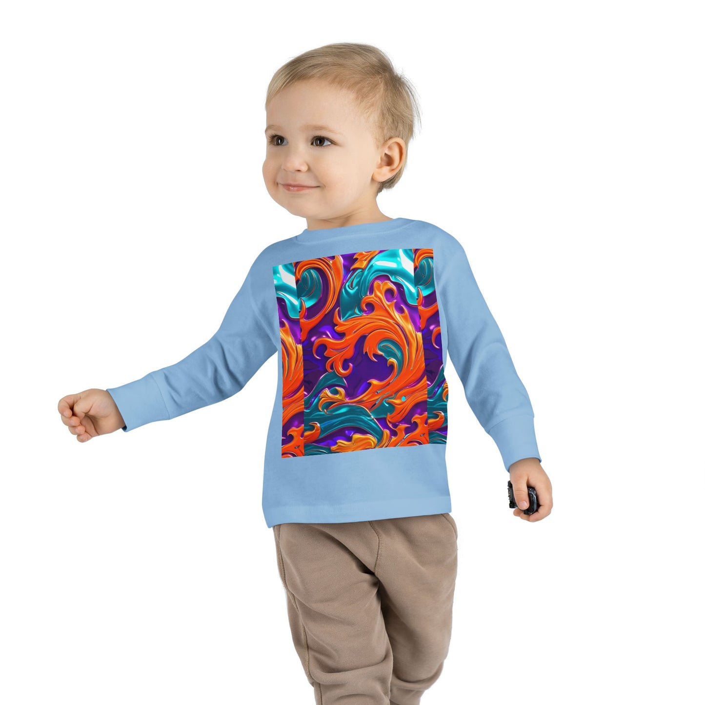 Vibrant Toddler Orange Royal Swirl  Kids Long Sleeve Tee
