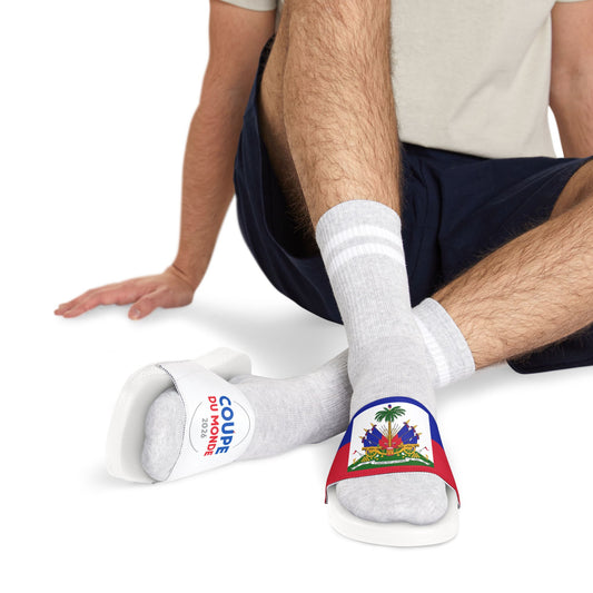 Coupe Du Monde 2026 - Haiti Flag Slides  Limited Edition- Comfortable -  Proudly Haitian