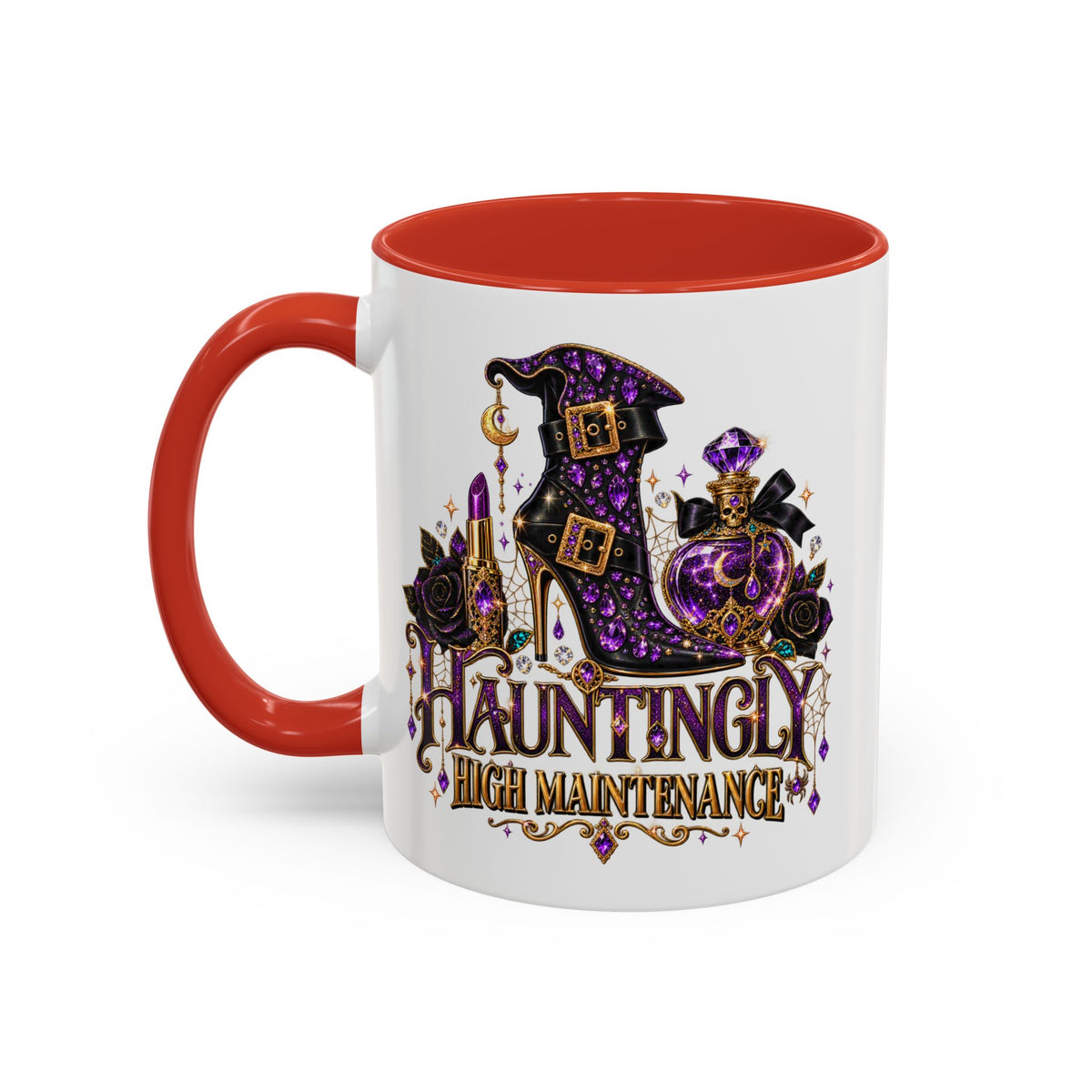 Hauntingly High Maintenance Halloween Mug – 11 oz Color Accent Coffee Cup
