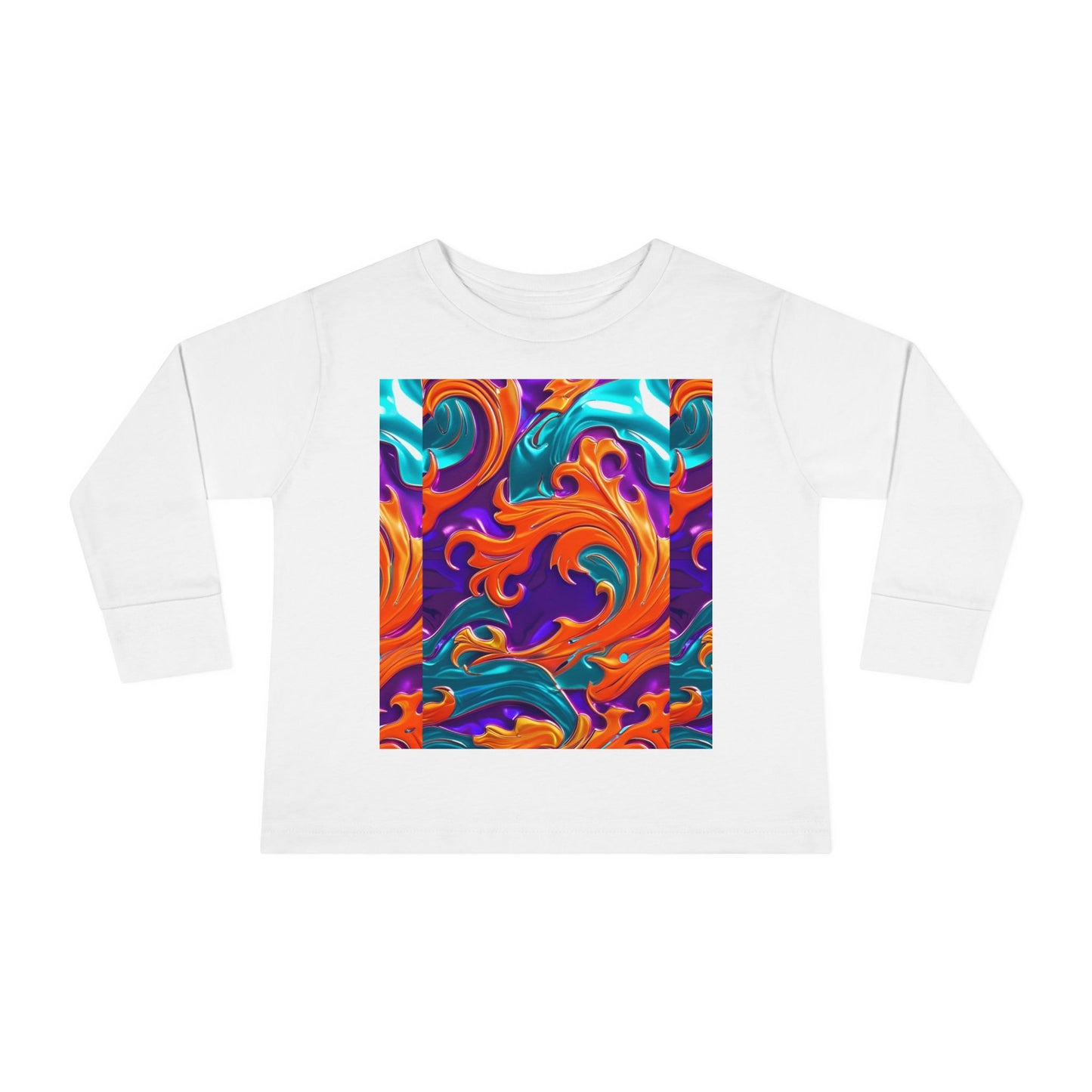 Vibrant Toddler Orange Royal Swirl  Kids Long Sleeve Tee