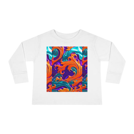 Vibrant Toddler Orange Royal Swirl  Kids Long Sleeve Tee