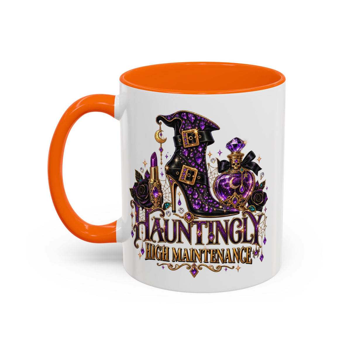 Hauntingly High Maintenance Halloween Mug – 11 oz Color Accent Coffee Cup