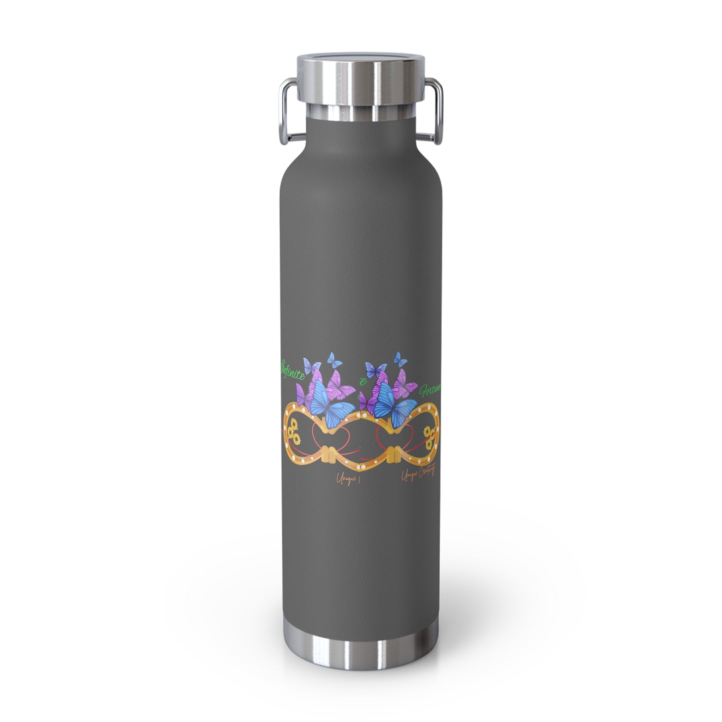 Infinite Fortune™ Stainless Steel Water Bottle Butterfly & Infinity Logo Leak-Proof, Eco-Friendly, 20oz Hydration Bottle