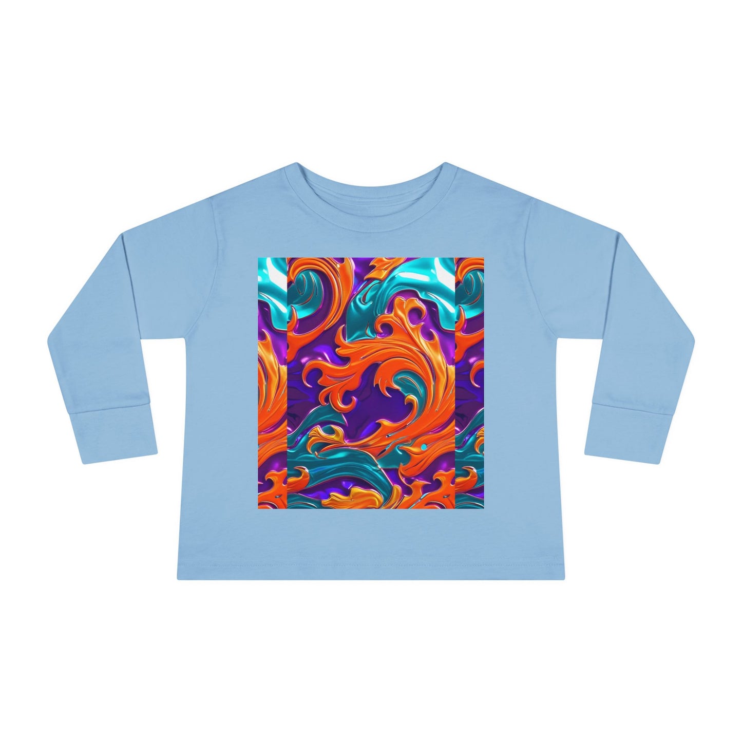 Vibrant Toddler Orange Royal Swirl  Kids Long Sleeve Tee