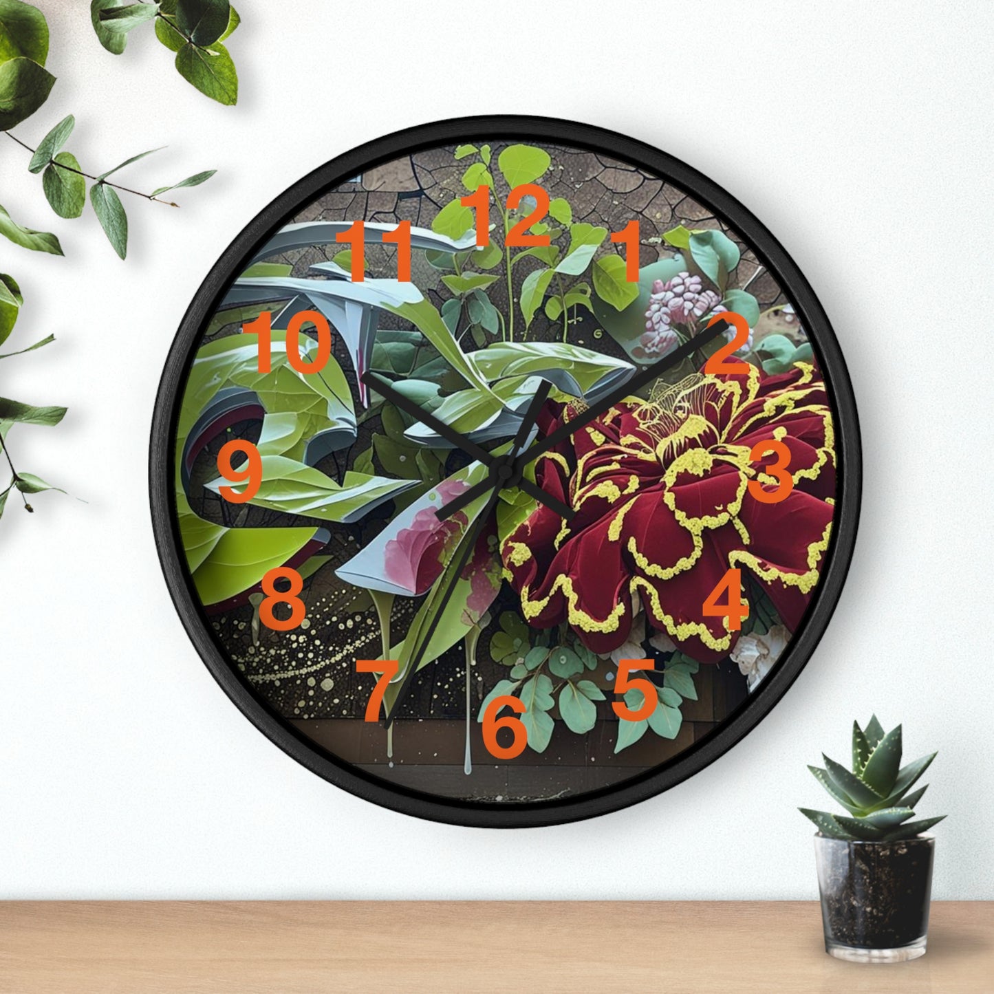 Floral Wall Clock, Handmade Home Decor, Nature Inspired, Gift for Garden Lovers, Unique Timepiece, Living Room Decor