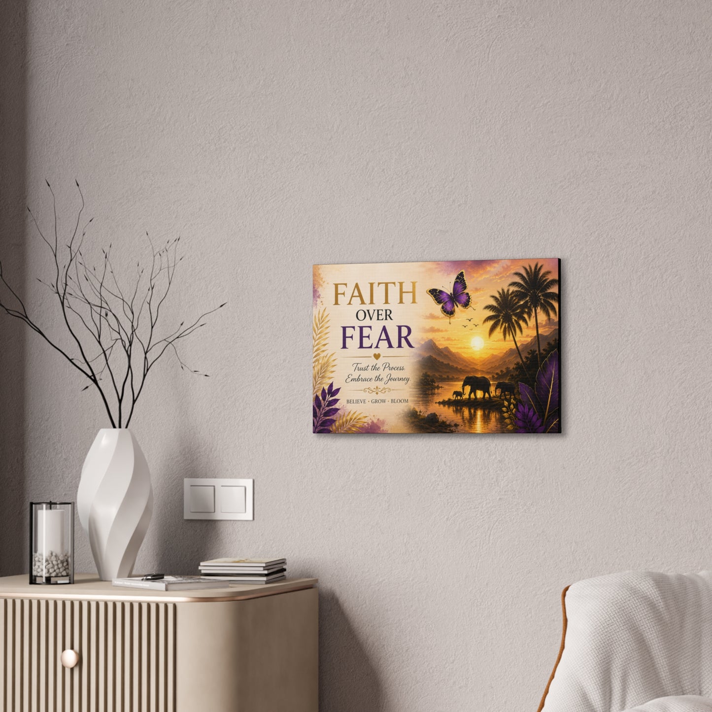 Faith Over Fear wall art Canvas Stretched | By Unique creativity LLC