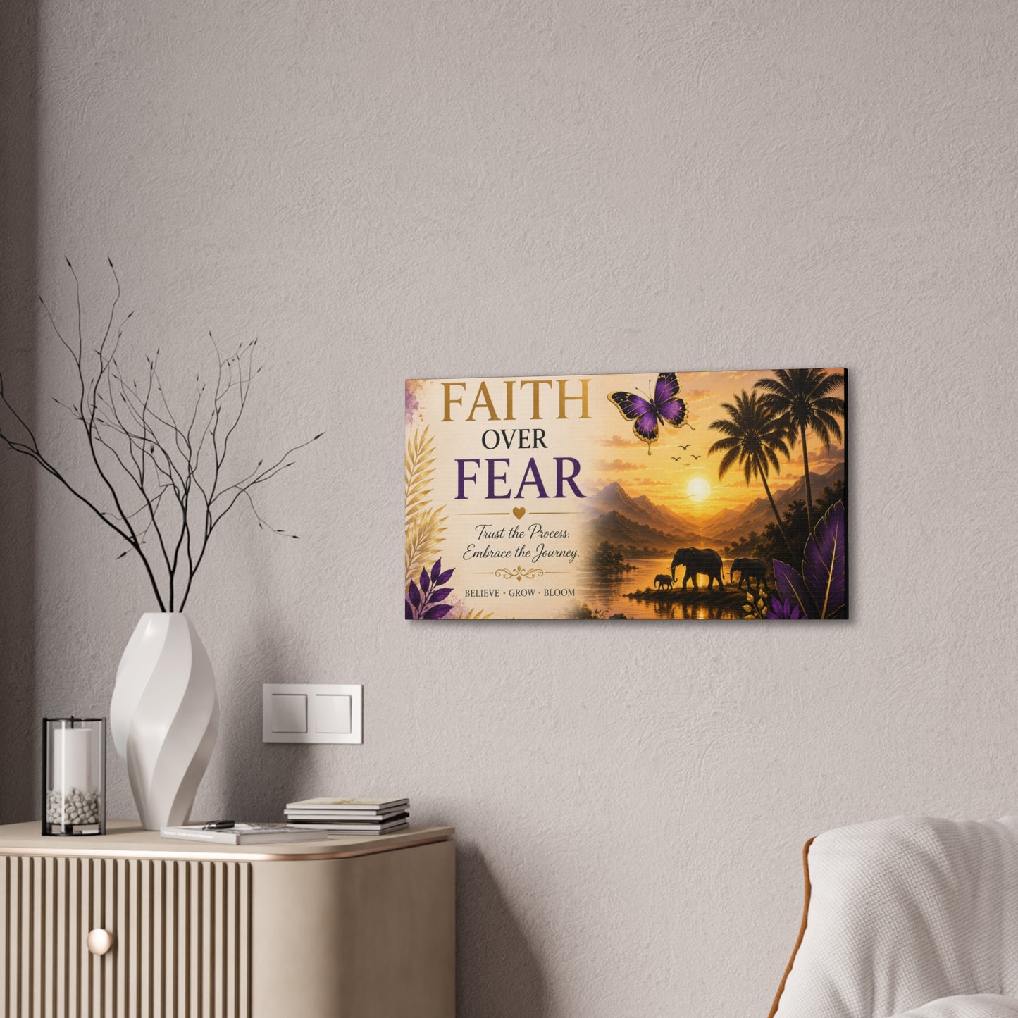 Faith Over Fear wall art Canvas Stretched | By Unique creativity LLC