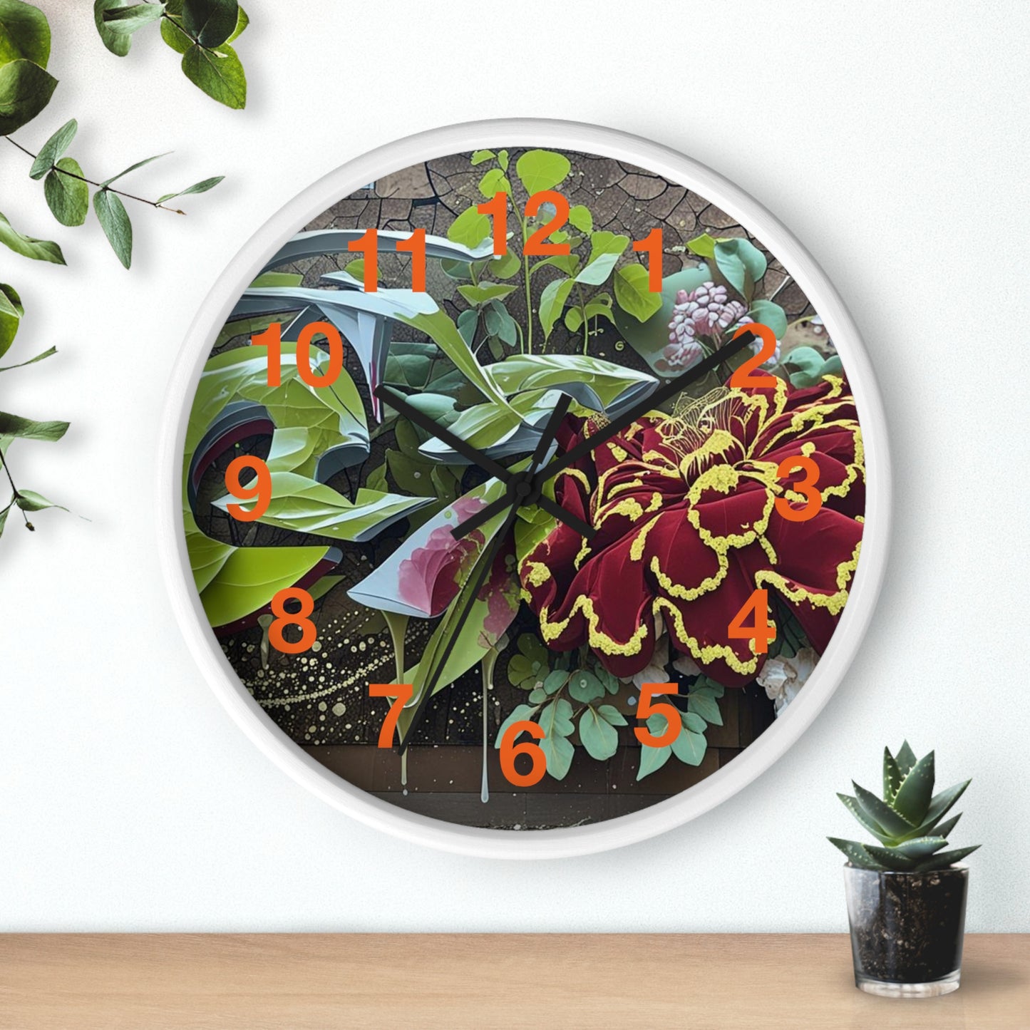 Floral Wall Clock, Handmade Home Decor, Nature Inspired, Gift for Garden Lovers, Unique Timepiece, Living Room Decor